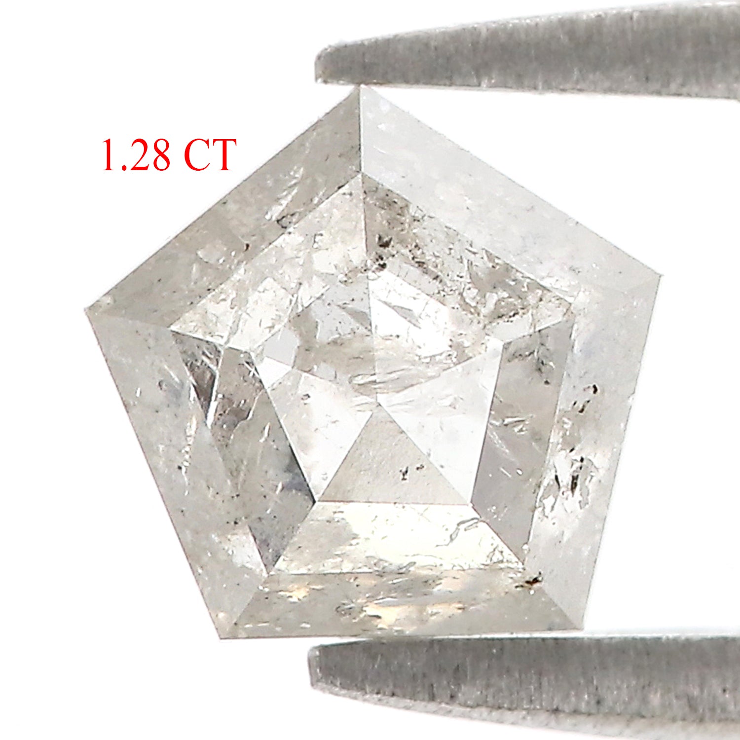 1.28 Ct Natural Loose Pentagon Shape Diamond Grey Color Pentagon Cut Diamond 6.75 MM Natural Grey Diamond Pentagon Rose Cut Diamond QL9877