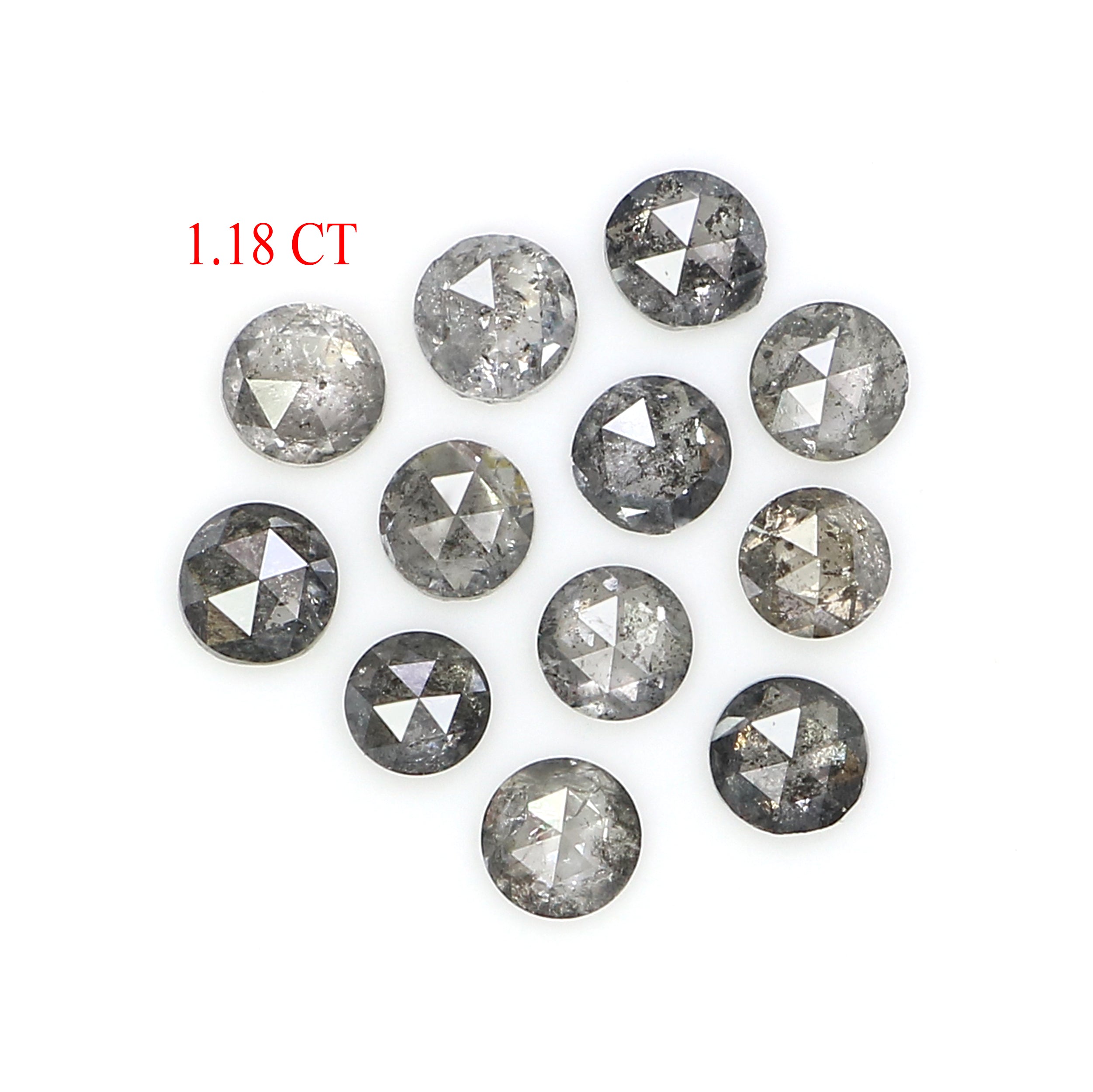 Natural Loose Round Cut Diamond, Salt And Pepper Round Diamond, Natural Loose Diamond, Round Rose Cut Diamond, 1.18 CT Round Shape KR2702