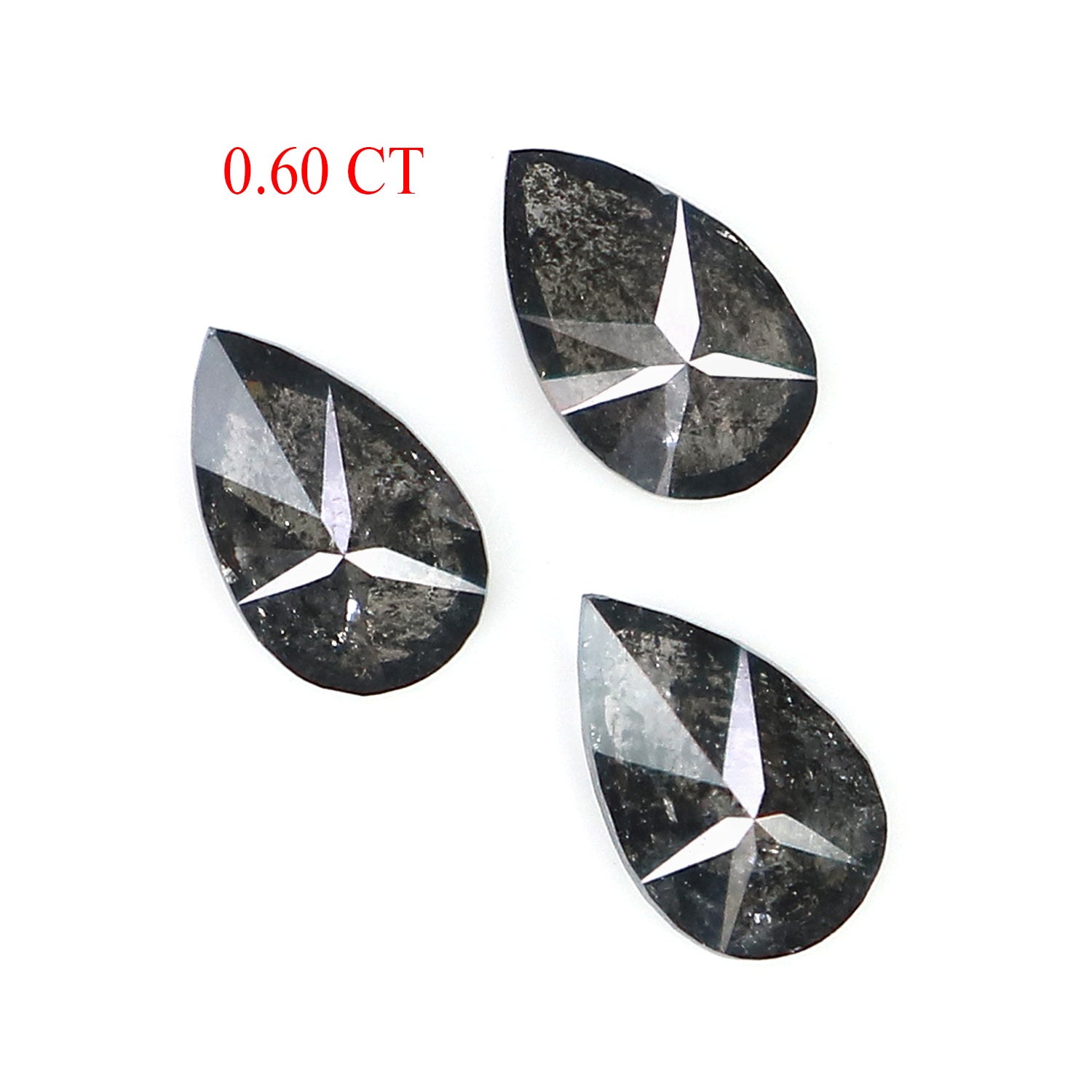 0.60 CT Natural Loose Pear Shape Diamond Salt And Pepper Pear Cut Diamond 5.00 MM Natural Black Grey Color Pear Brilliant Cut Diamond LQ1967