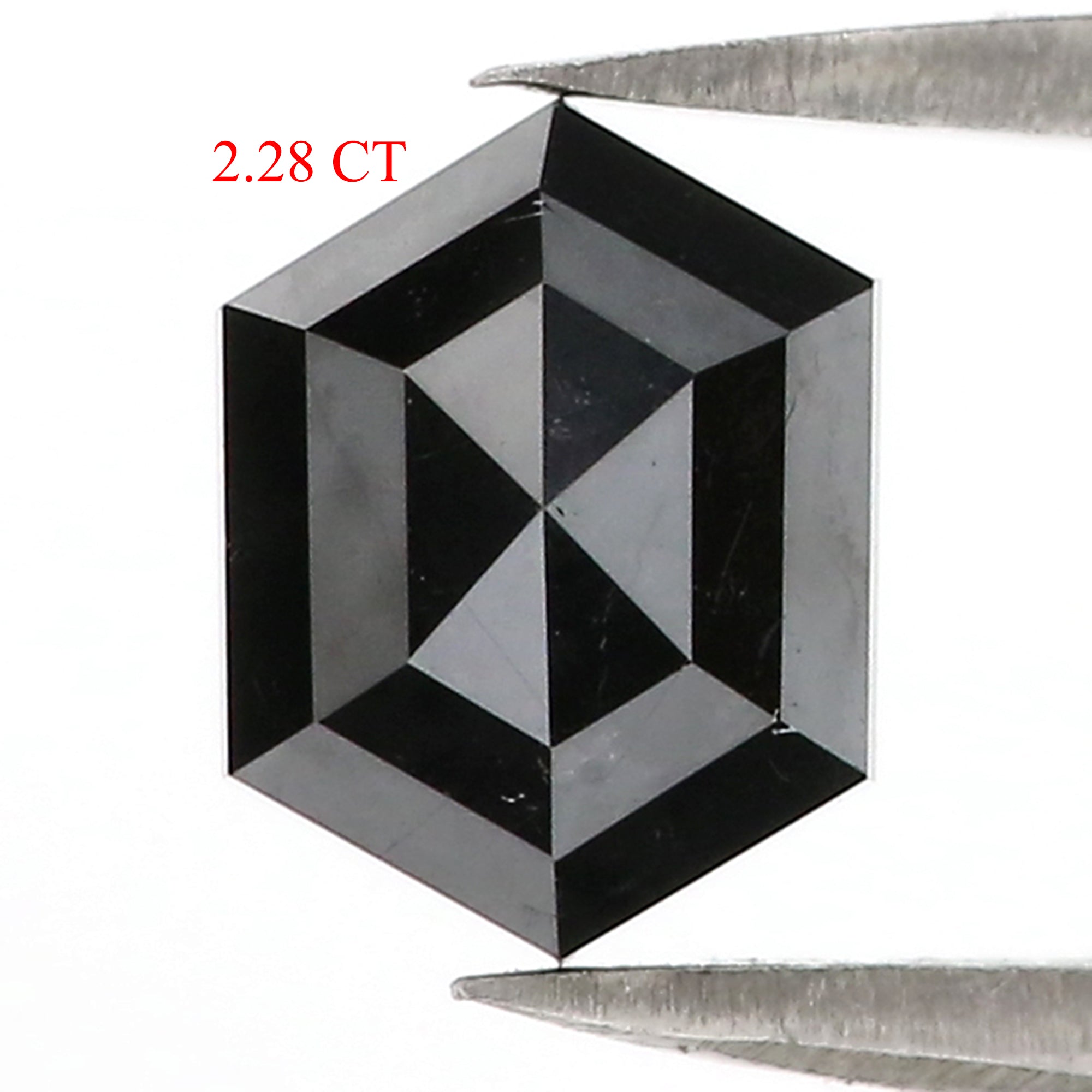 2.28 CT Natural Loose Hexagon Shape Diamond Black Hexagon Rose Cut Diamond 8.50 MM Natural Loose Black Color Hexagon Rose Cut Diamond QL9576