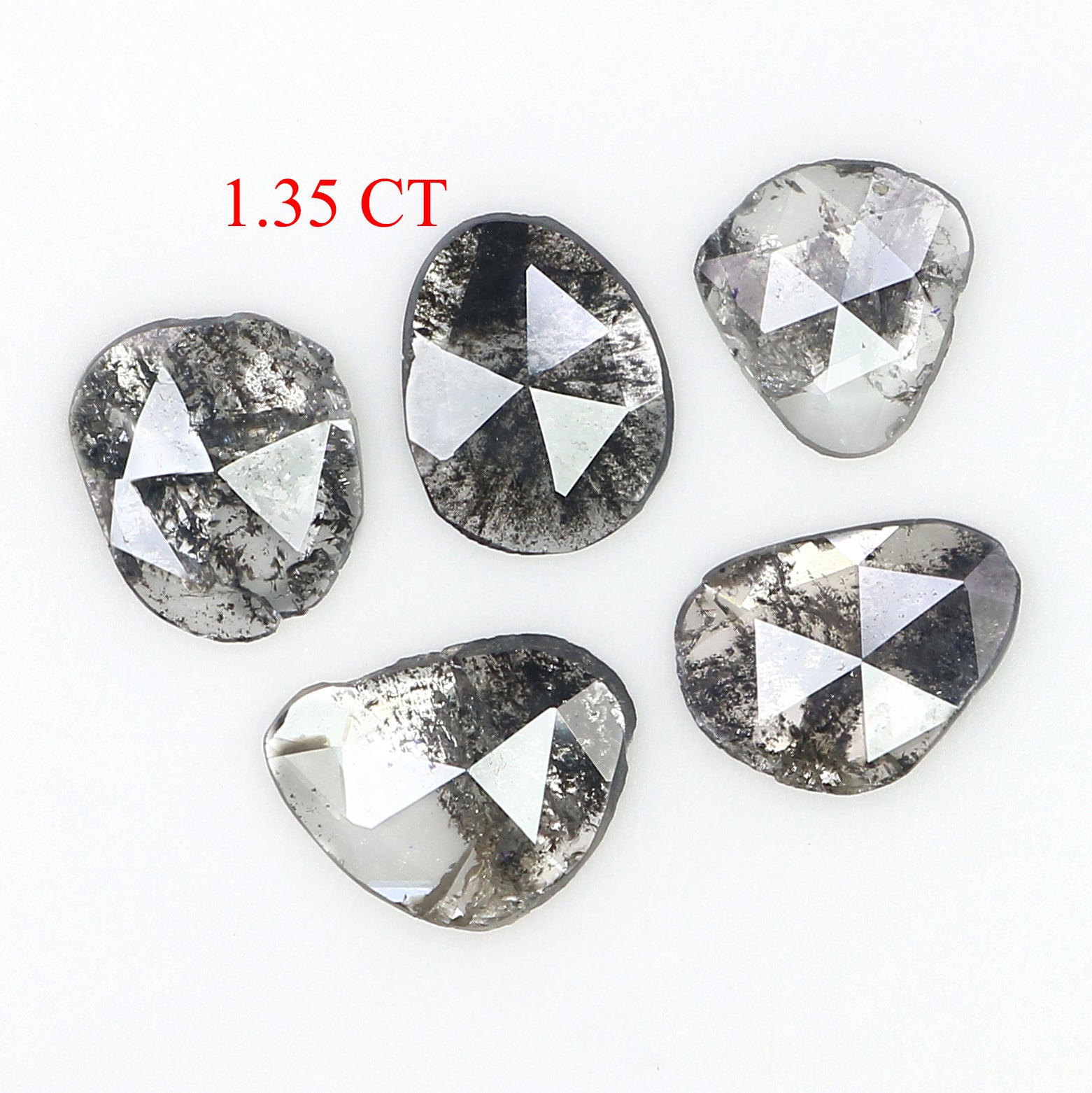 1.35 Ct Natural Loose Slice Cut Diamond Salt And Pepper Uncut Diamond 6.60 MM Natural Diamond Black Grey Color Irregular Cut Diamond LQ3146