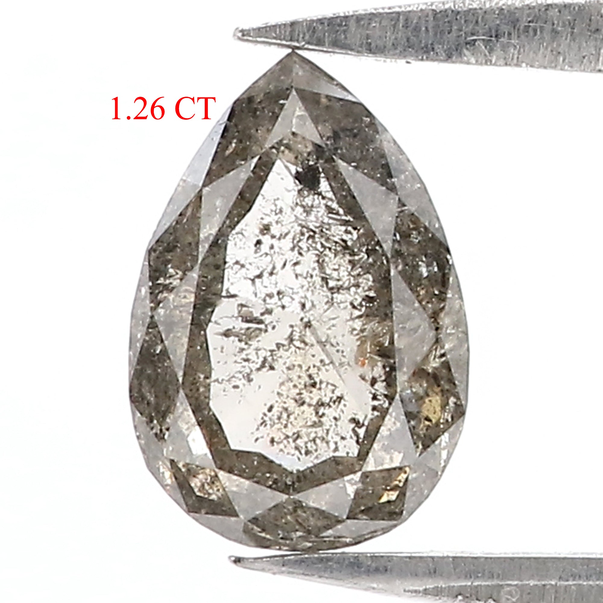 1.26 CT Natural Loose Pear Shape Diamond Salt And Pepper Pear Cut Diamond 8.50 MM Natural Loose Black Grey Color Pear Rose Cut Diamond LC76