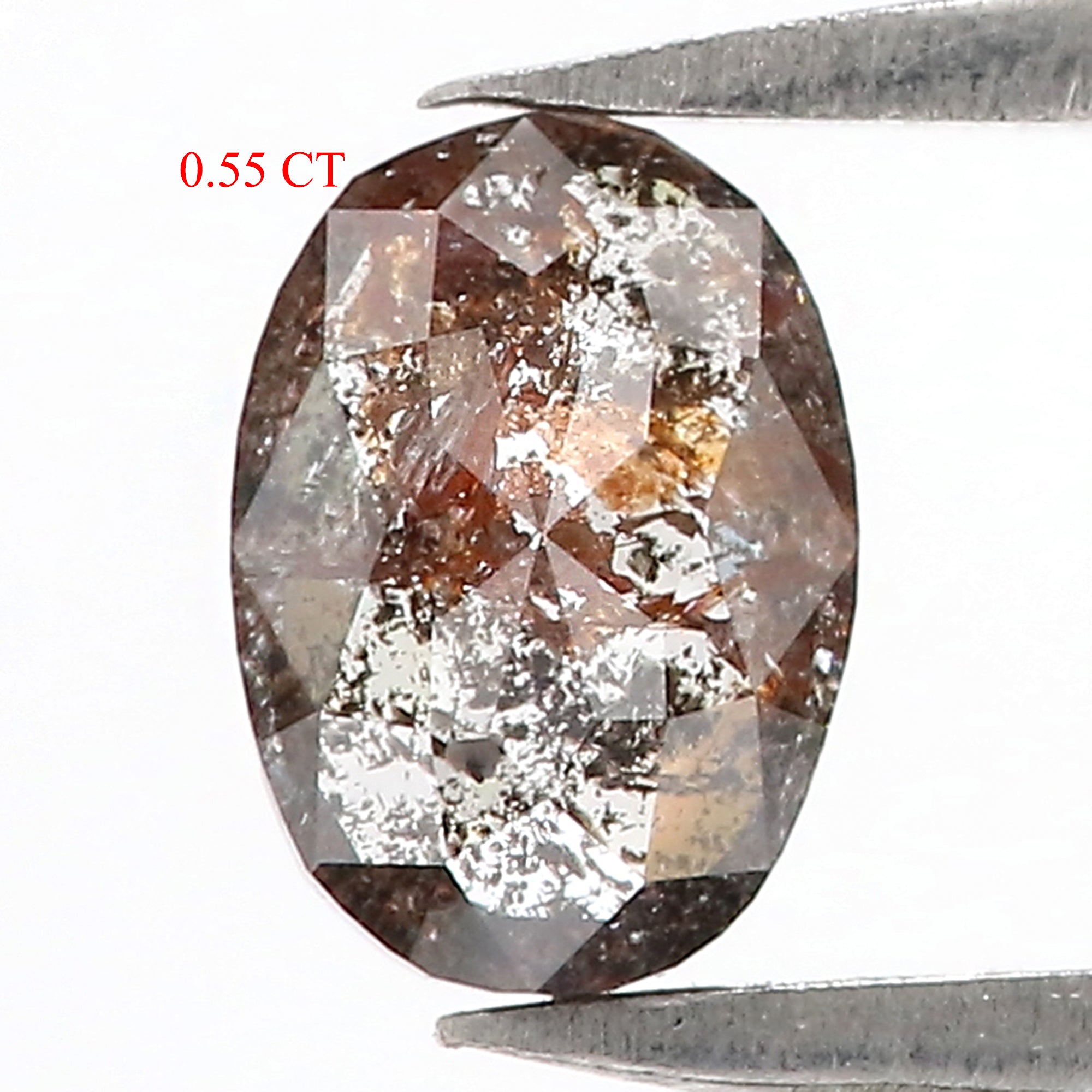 0.55 Ct Natural Loose Oval Shape Diamond Salt And Pepper Oval Cut Diamond 6.40 MM Natural Brown Color Diamond Oval Rose Cut Diamond QK2220