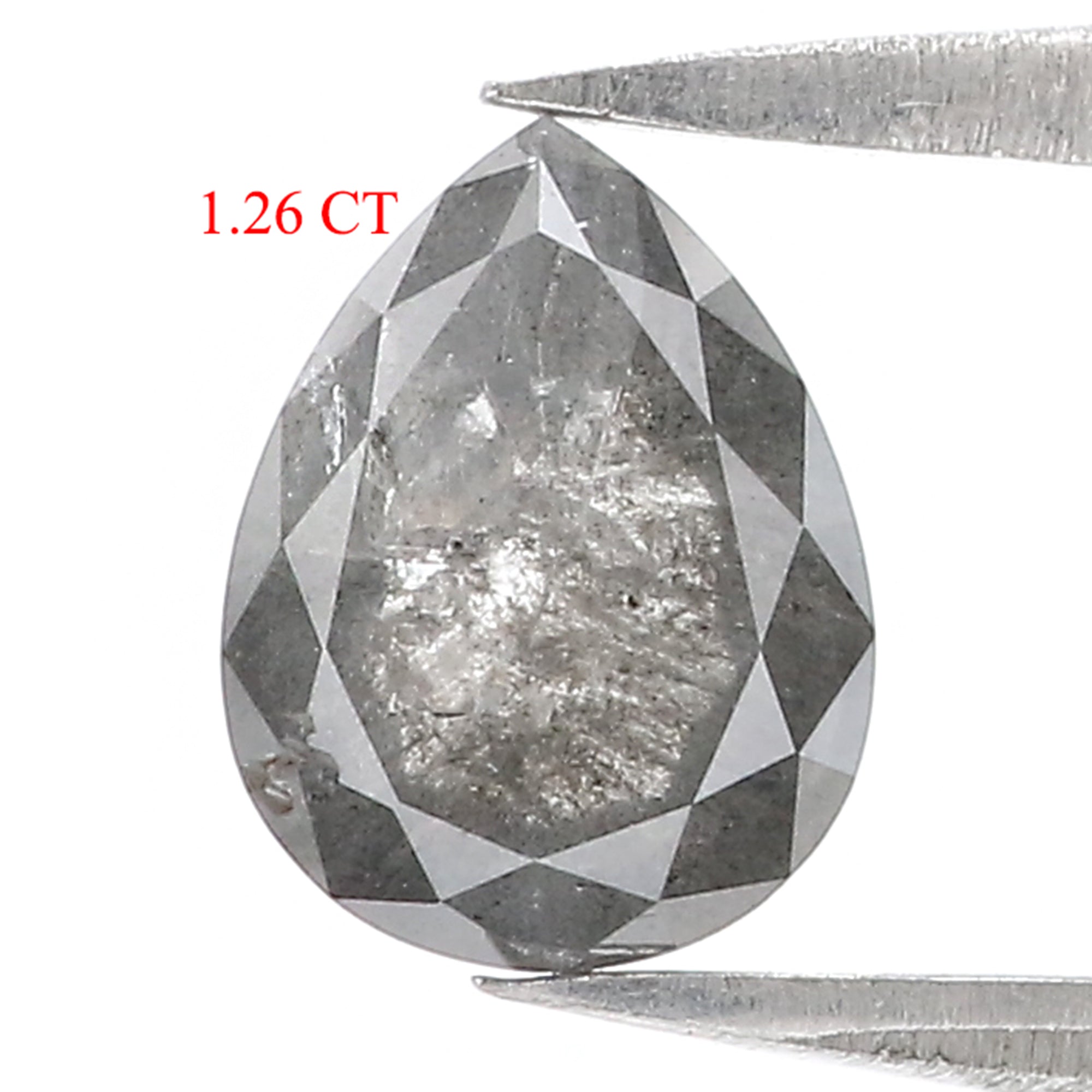 1.26 CT Natural Loose Pear Shape Diamond Salt And Pepper Pear Cut Diamond 8.10 MM Natural Loose Black Grey Color Pear Rose Cut Diamond LC70