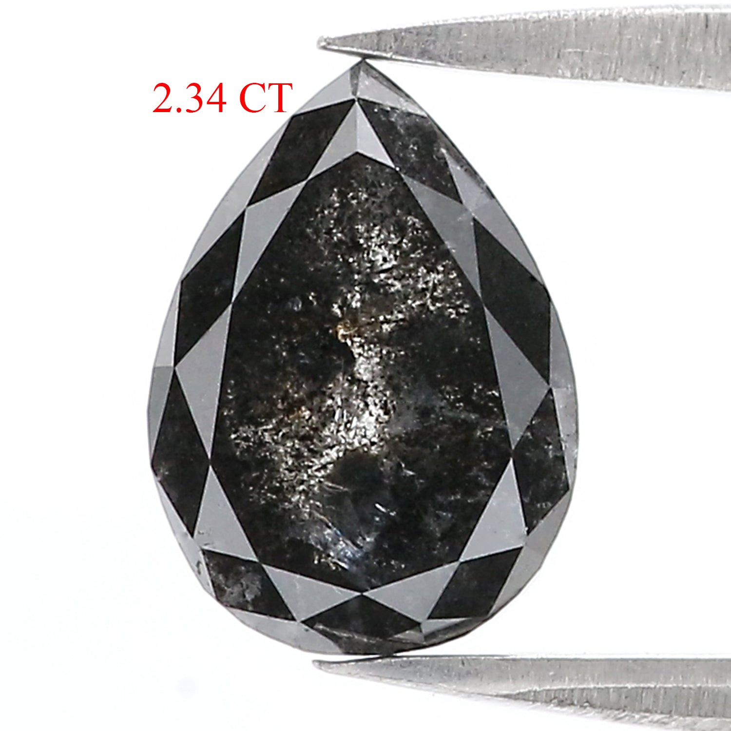 2.34 Ct Natural Loose Pear Shape Diamond Salt And Pepper Pear Diamond 9.55 MM Natural Black Grey Diamond Pear Rose Cut Diamond LC63