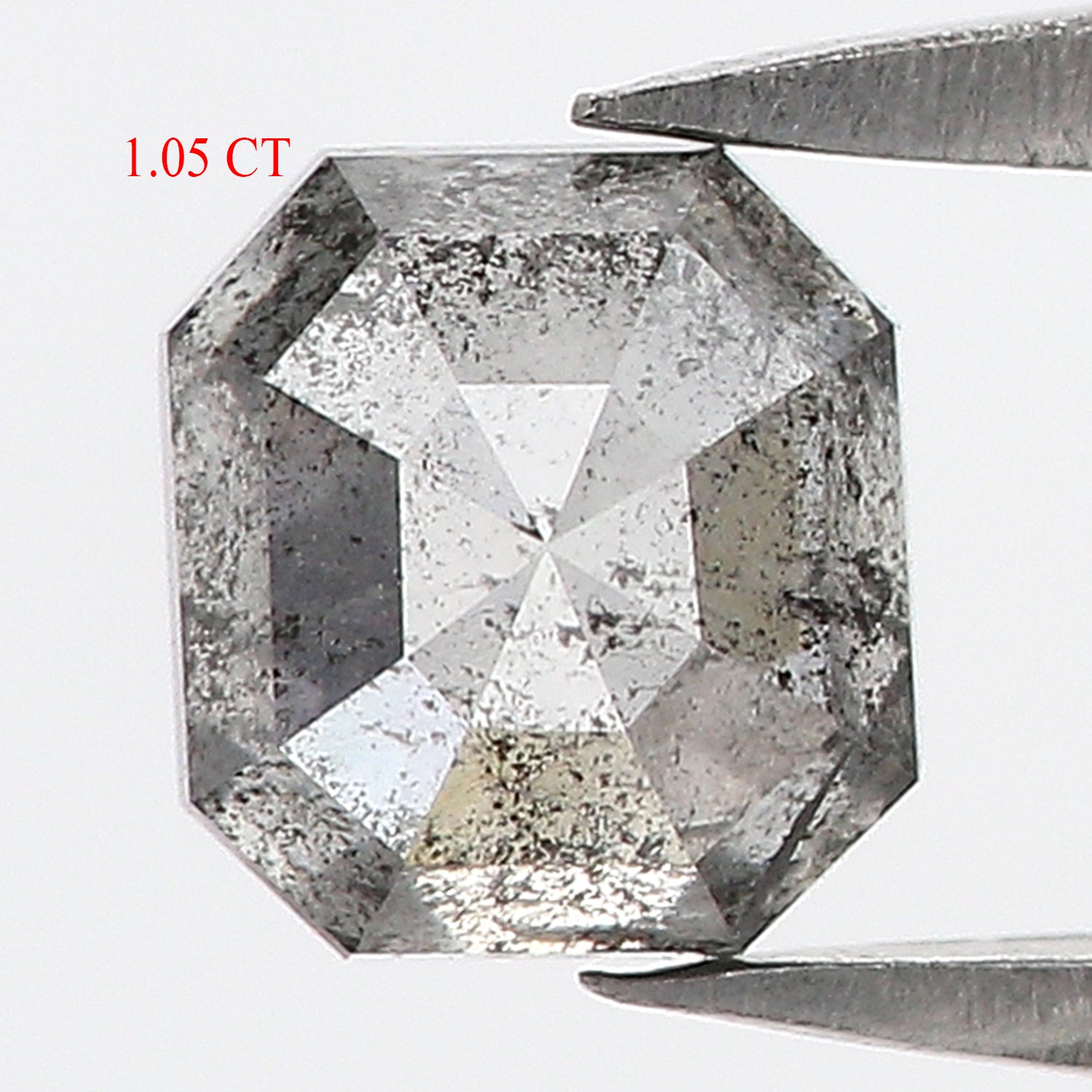 1.05 Ct Natural Loose Emerald Shape Diamond Salt And Pepper Diamond 5.60 MM Natural Diamond Black Grey Color Emerald Rose Cut Diamond QL3062