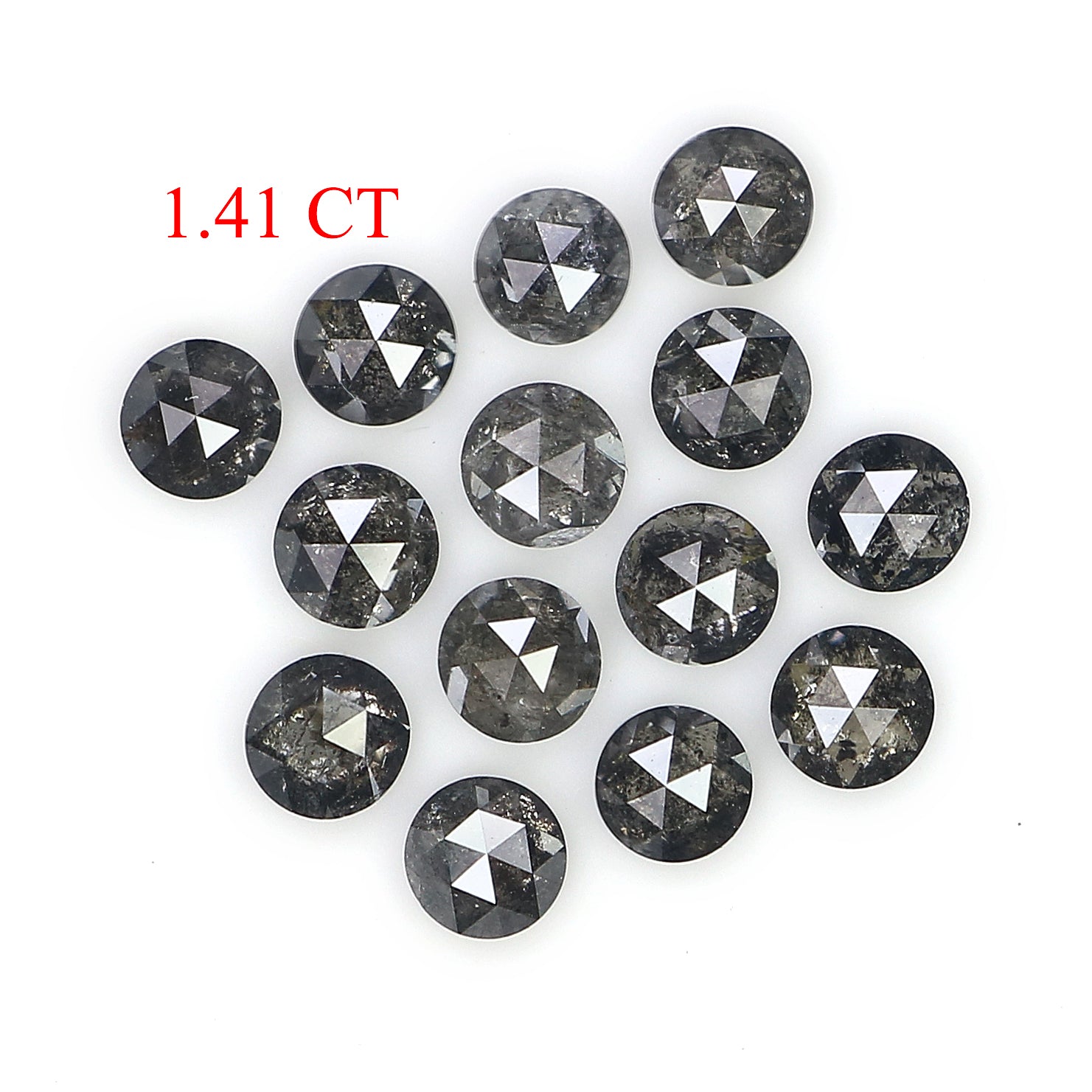 1.41 Ct Natural Loose Round Rose Cut Diamond Salt And Pepper Round Diamond 2.70 MM Natural Black Grey Color Round Rose Cut Diamond LQ1824