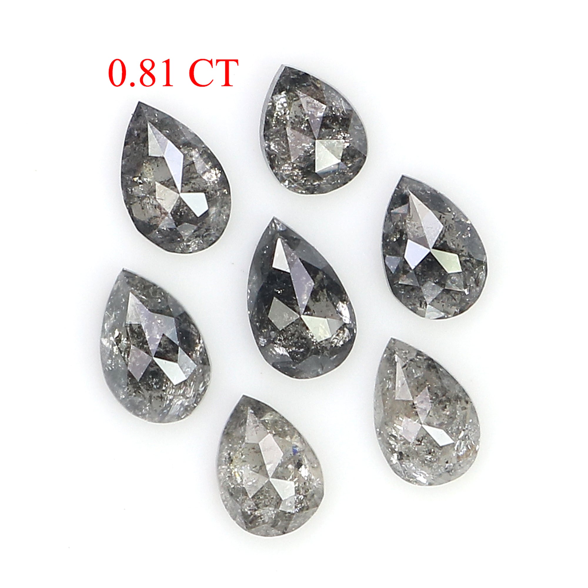 0.81 CT Natural Loose Pear Shape Diamond Salt And Pepper Pear Diamond 3.30 MM Natural Loose Black Grey Color Pear Rose Cut Diamond LQ1296