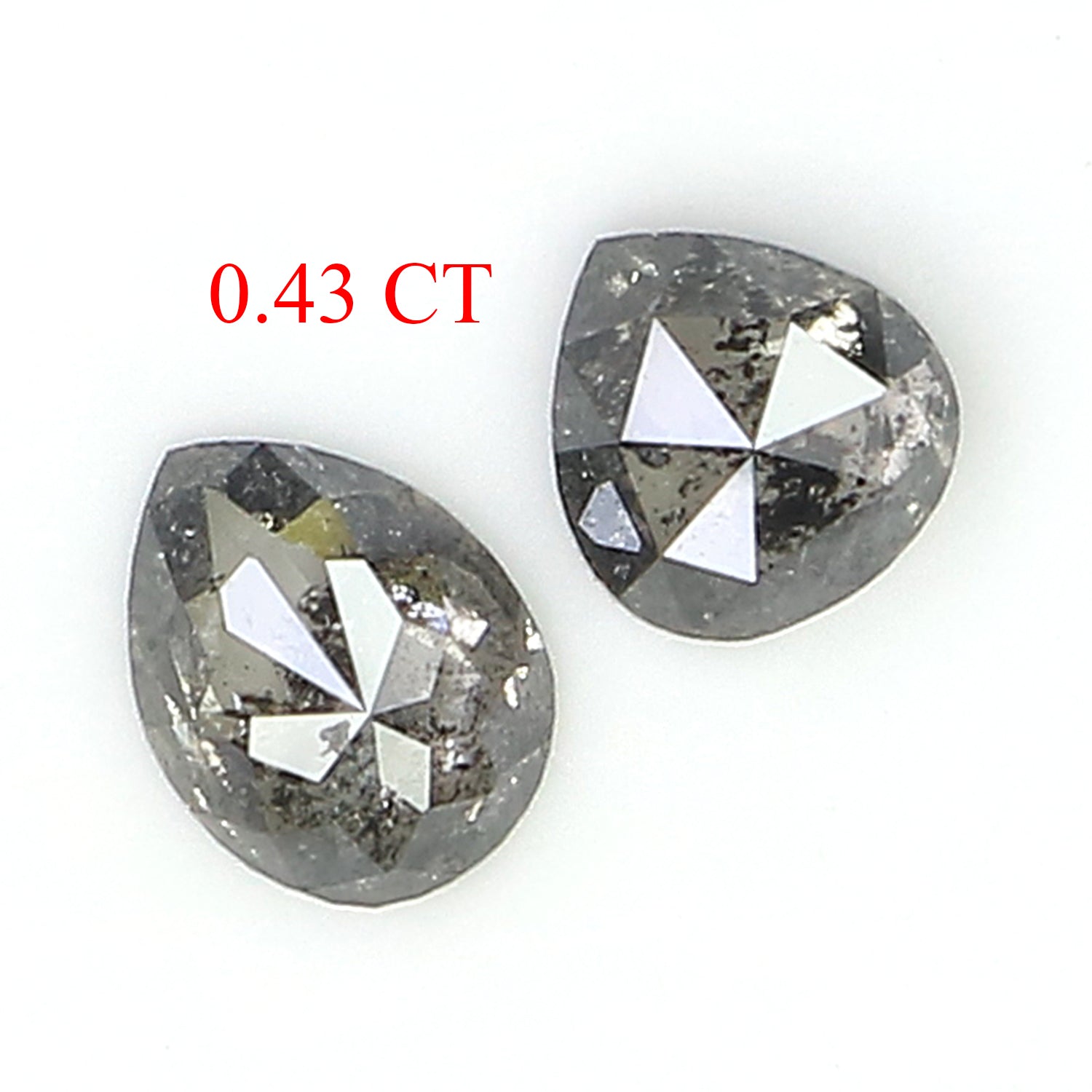 0.43 CT Natural Loose Pear Cut Pair Diamond Salt And Pepper Pear Shape Diamond 3.85 MM Natural Black Grey Color Pear Rose Cut Diamond KQ2478