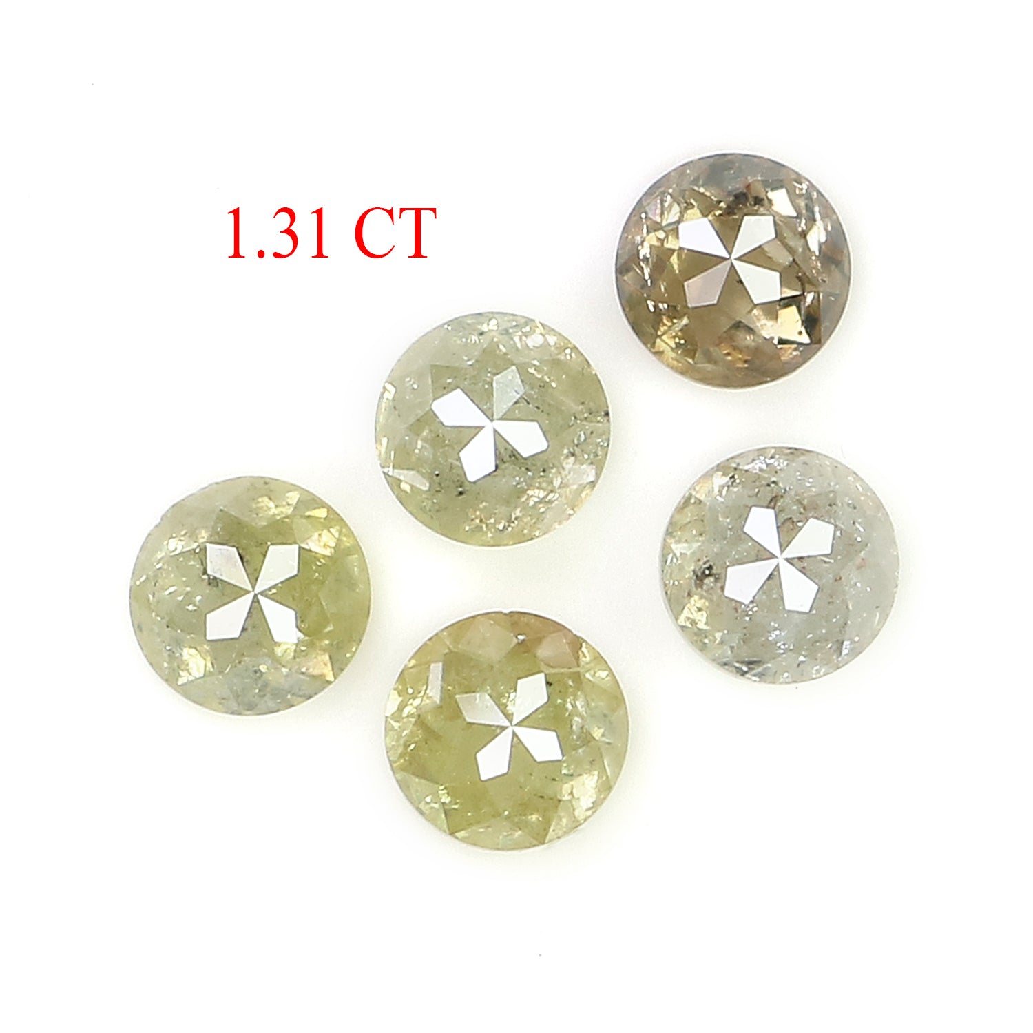 1.31 CT Natural Loose Round Rose Cut Diamond Grey Color Round Shape Diamond 3.50 MM Natural Loose Yellow Color Round Rose Cut Diamond LQ1776