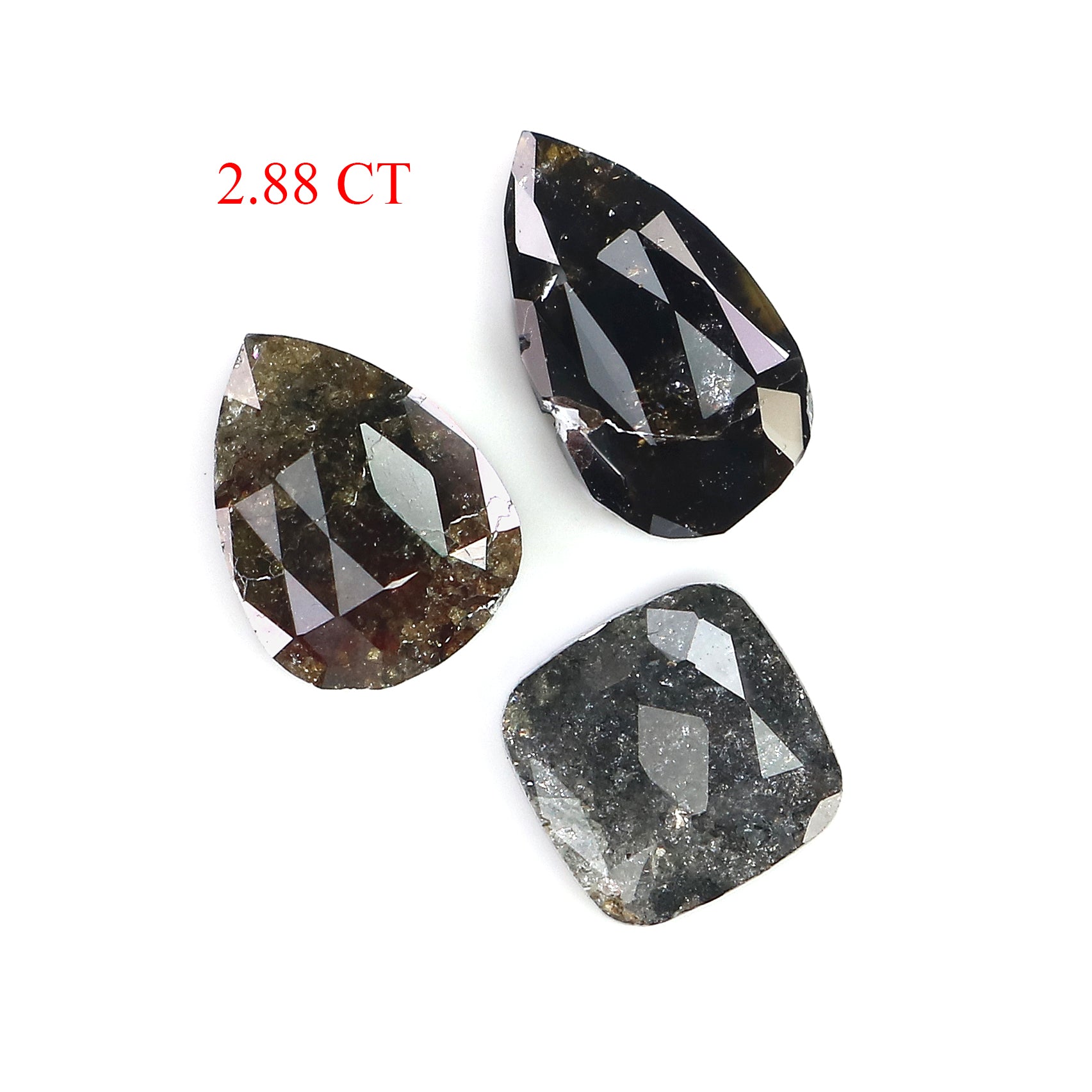 2.88 Ct Natural Loose Mix Shape Diamond Brown Color Mix Shape Diamond 9.10 MM Natural Loose Black Color Mix Shape Rose Cut Diamond LQ3173