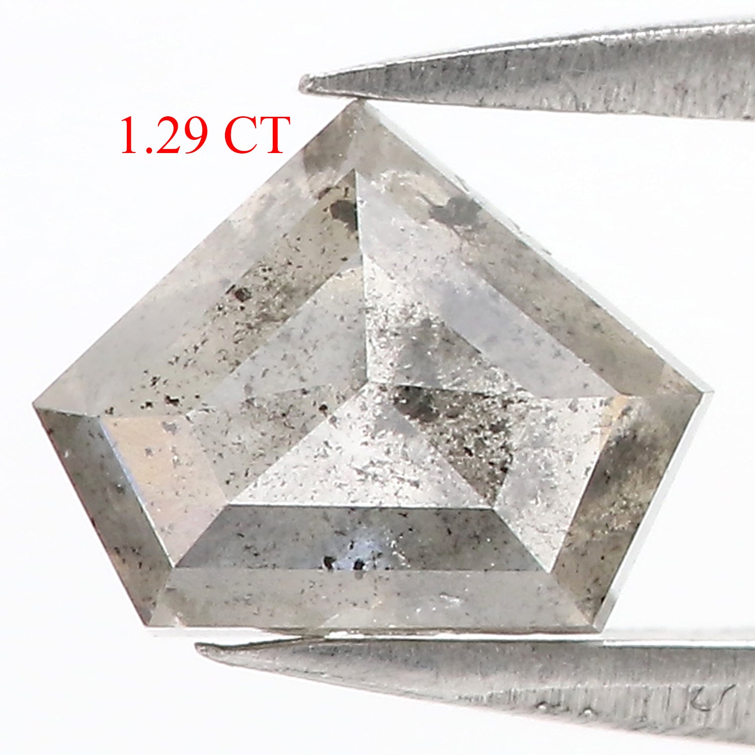 1.29 Ct Natural Loose Shield Shape Diamond Salt And Pepper Shield Shape Diamond 6.00 MM Natural Gray Color Shield Rose Cut Diamond QK2172