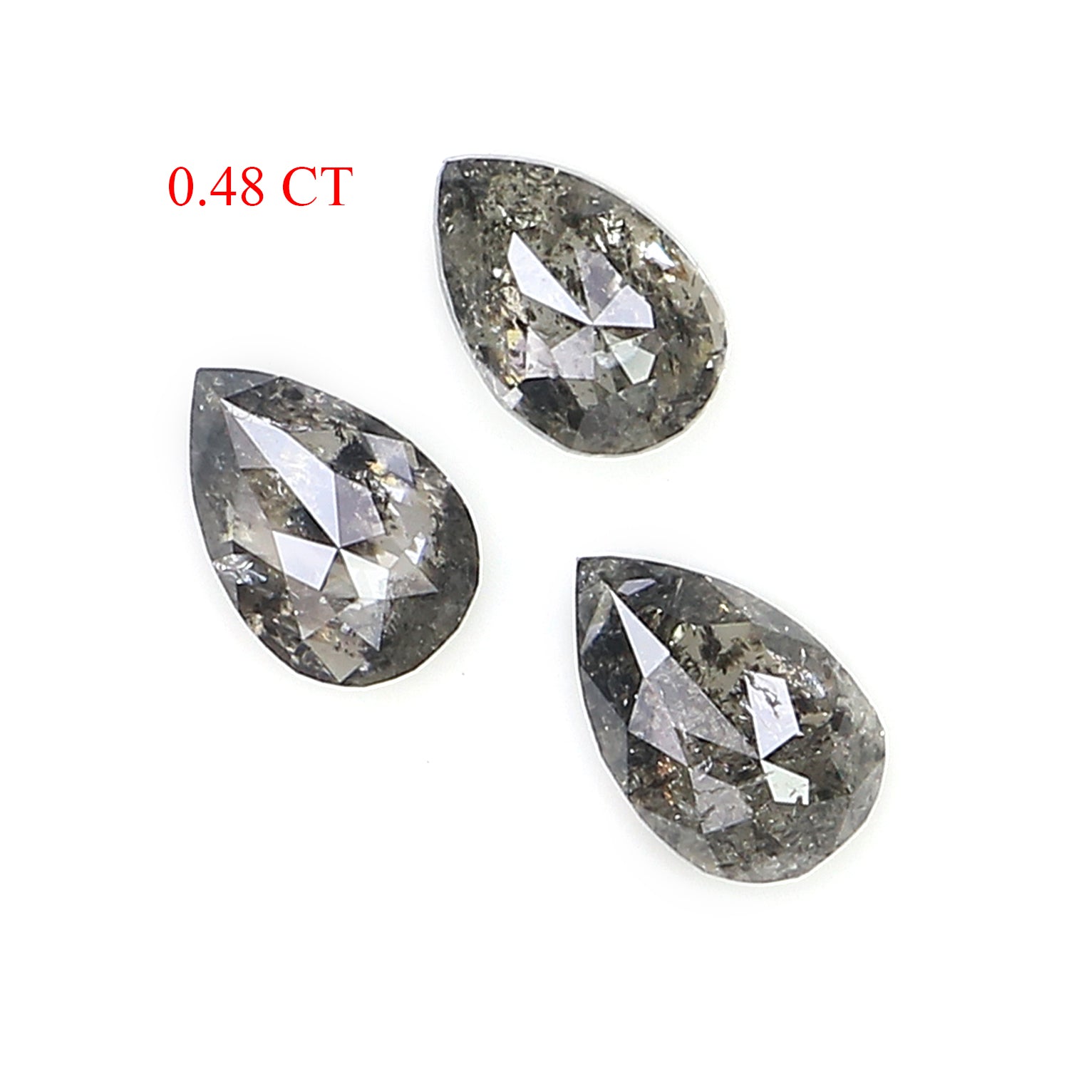 0.48 CT Natural Loose Pear Shape Diamond Salt And Pepper Pear Diamond 4.40 MM Natural Loose Black Grey Color Pear Rose Cut Diamond LQ2896