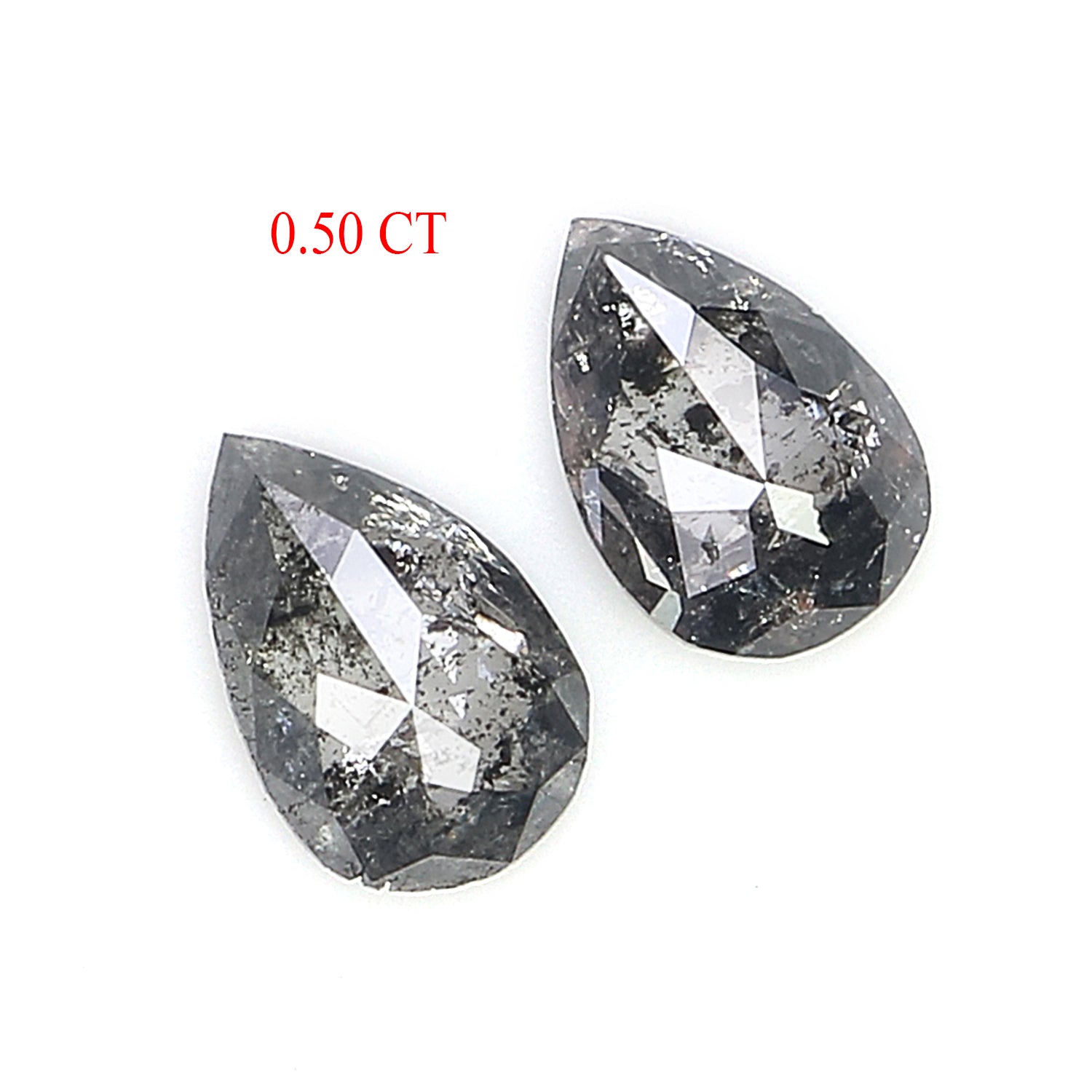 0.50 CT Natural Loose Pear Cut Pair Diamond Salt And Pepper Pear Shape Diamond 5.20 MM Natural Black Grey Color Pear Rose Cut Diamond KQ2635