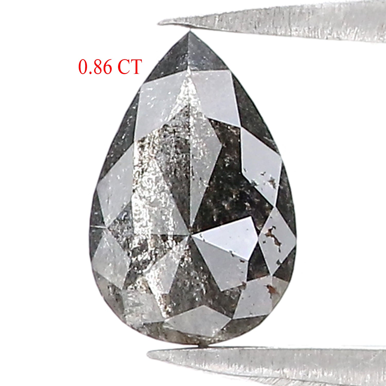 0.86 CT Natural Loose Pear Shape Diamond Salt And Pepper Pear Rose Cut Diamond 7.80 MM Natural Black Grey Color Pear Shape Diamond QL168