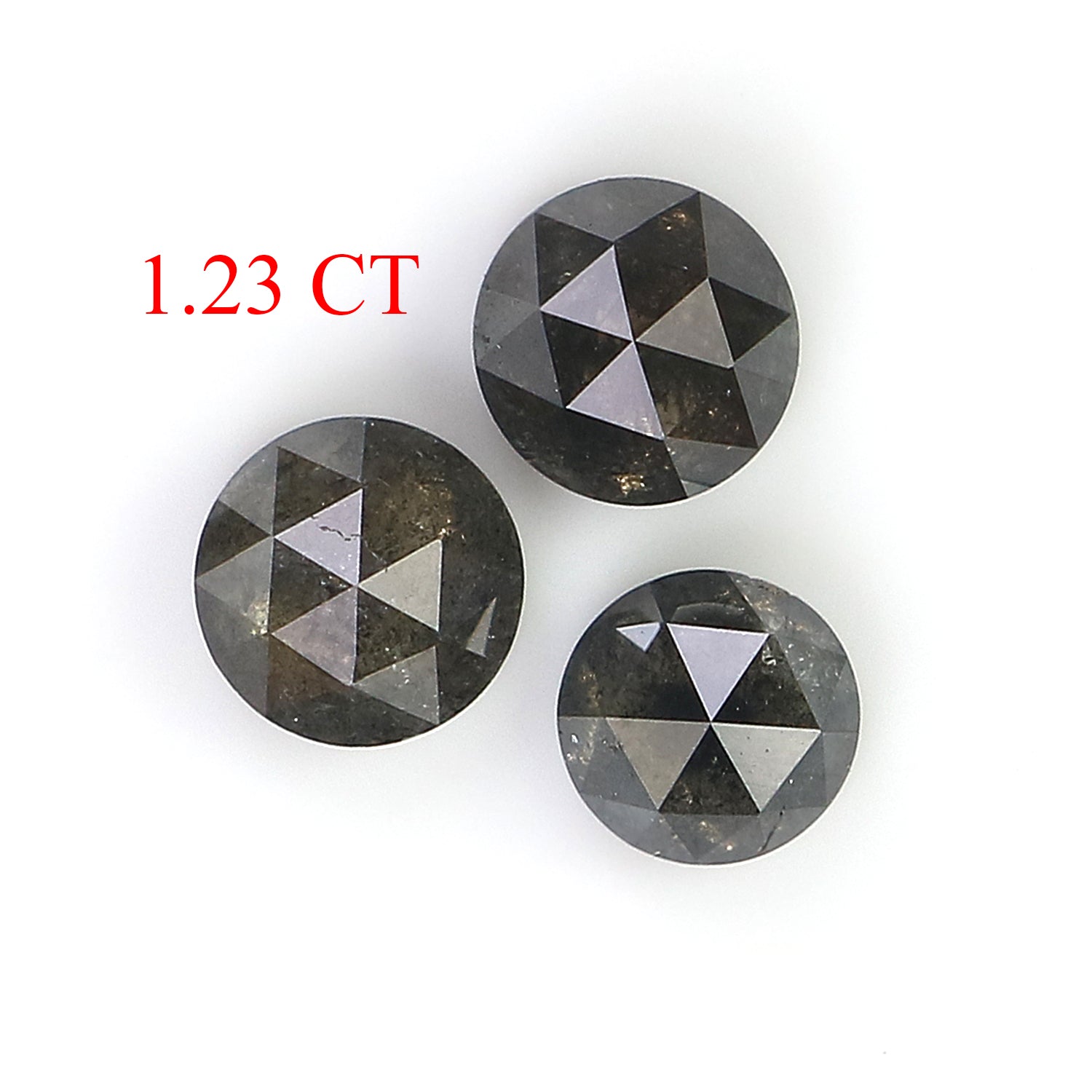 1.23 Ct Natural Loose Round Rose Cut Diamond Salt And Pepper Round Shape Diamond 4.10 MM Natural Black Grey Round Rose Cut Diamond LQ1136