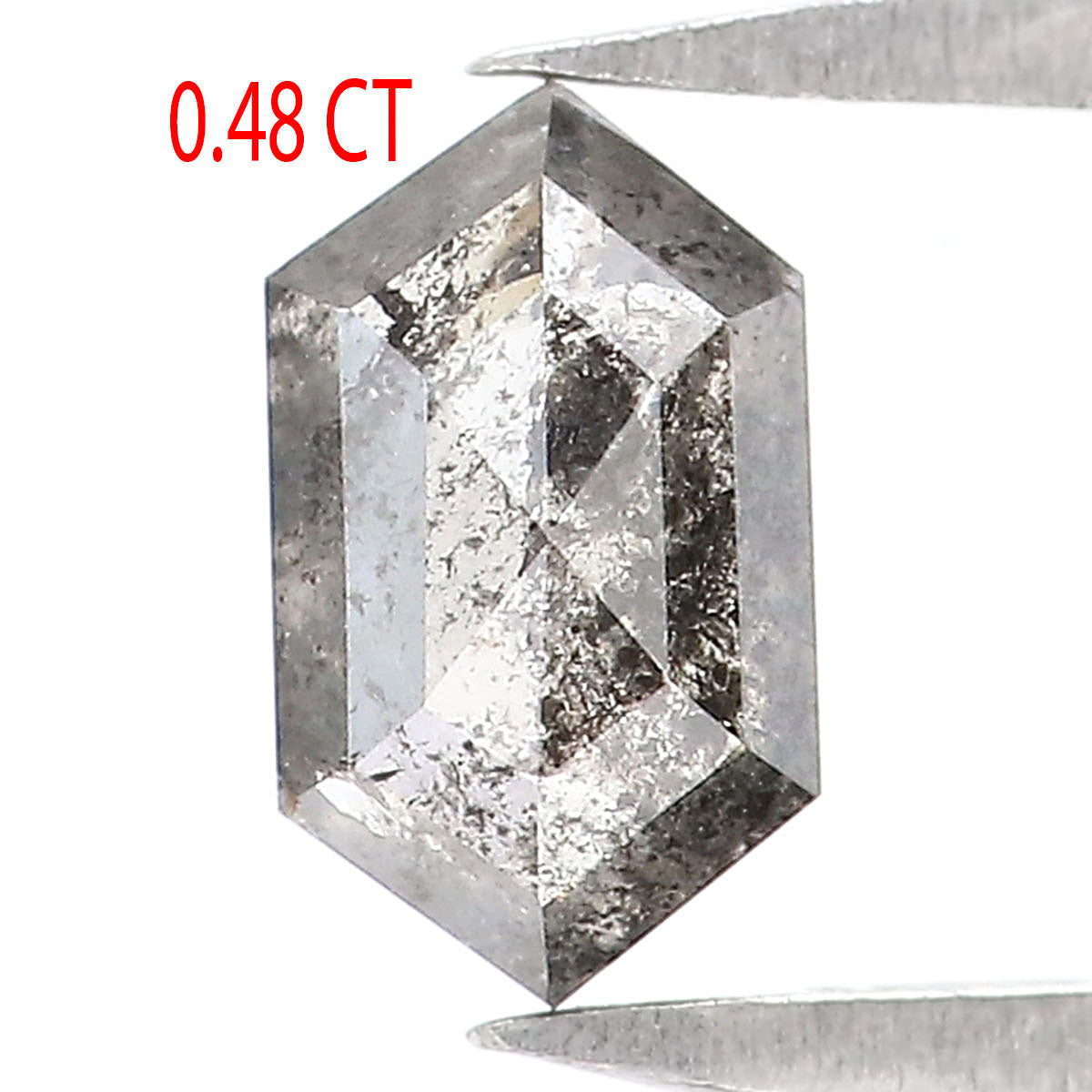 0.48 CT Natural Loose Hexagon Cut Diamond Salt And Pepper Hexagon Diamond 6.40 MM Natural Loose Black Grey Color Hexagon Cut Diamond QL2472