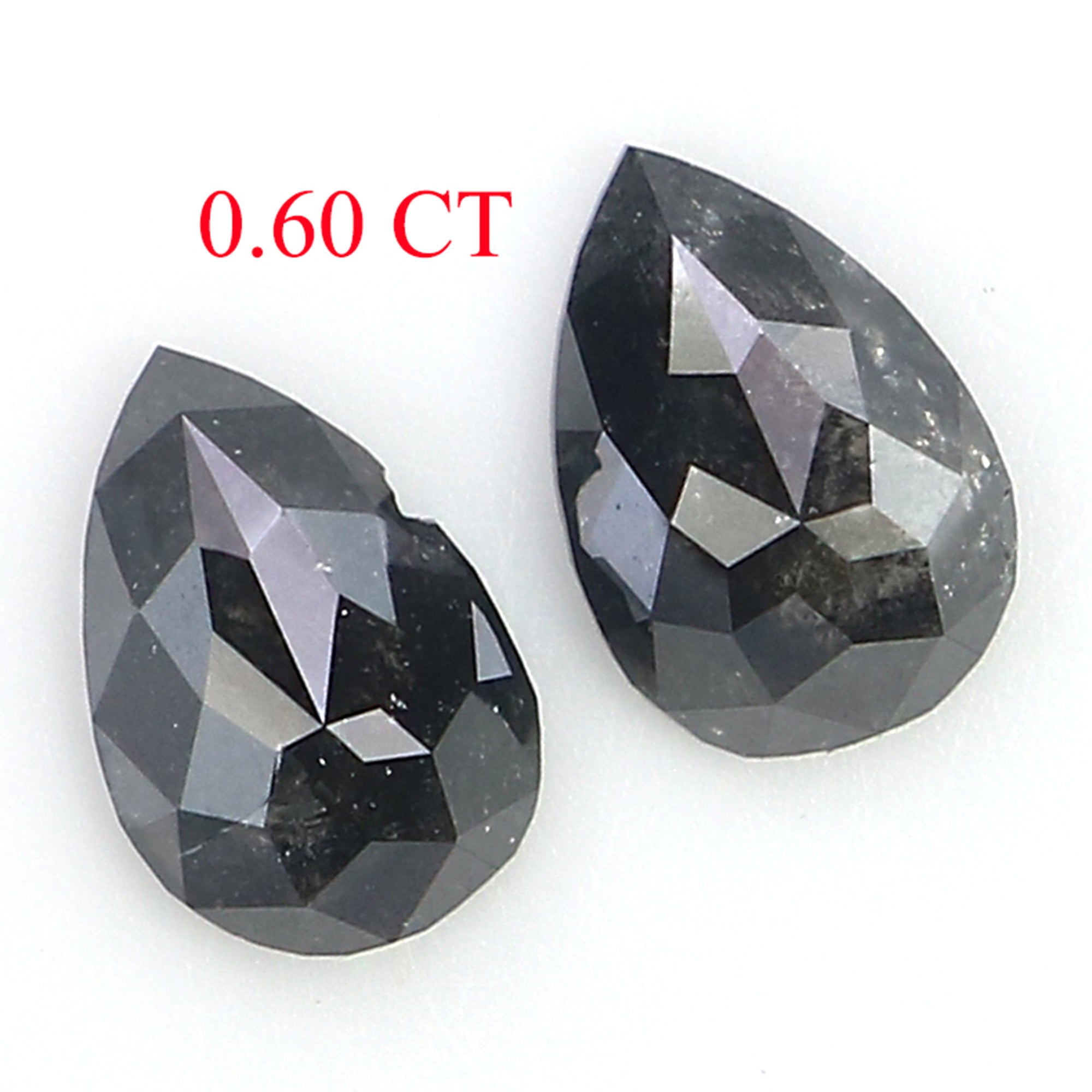 1.91 CT Natural Loose Pear Cut Pair Diamond Salt And Pepper Pear Shape Diamond 5.34 MM Natural Black Grey Color Pear Rose Cut Diamond LQ2447