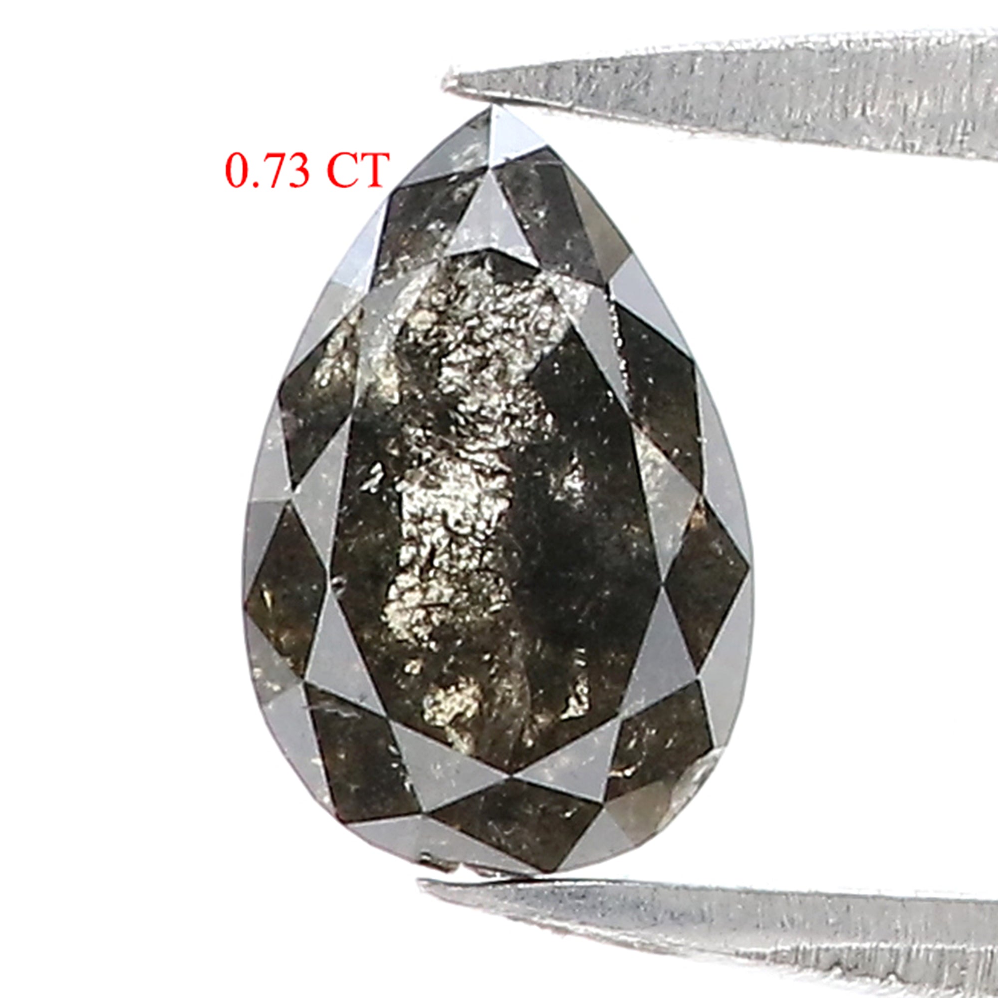 0.73 CT Natural Loose Pear Shape Diamond Salt And Pepper Pear Rose Cut Diamond 7.10 MM Black Grey Color Pear Shape Rose Cut Diamond QL1025