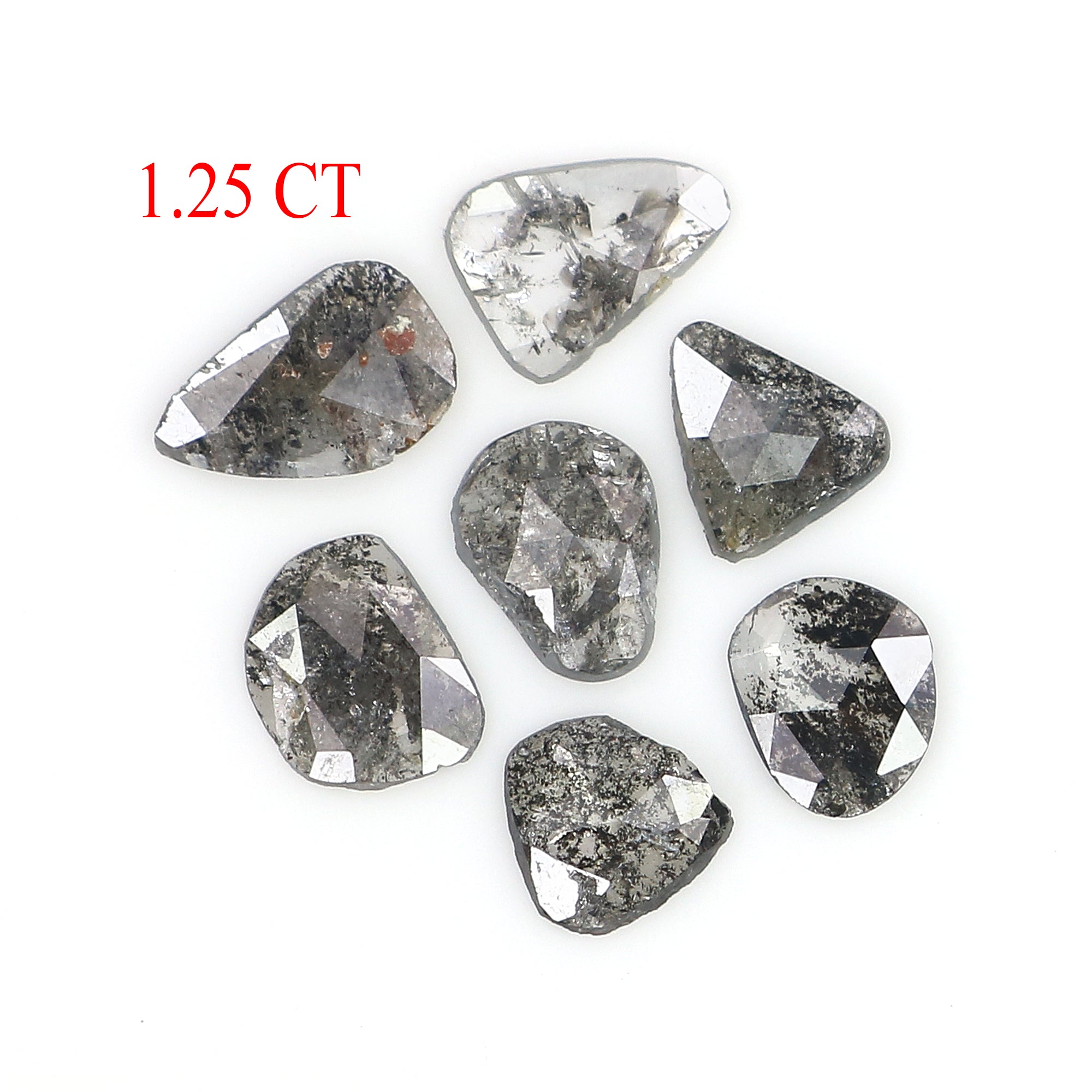 1.25 Ct Natural Loose Slice Cut Diamond Salt And Pepper Uncut Diamond 6.00 MM Natural Diamond Black Grey Color Irregular Cut Diamond LQ3066