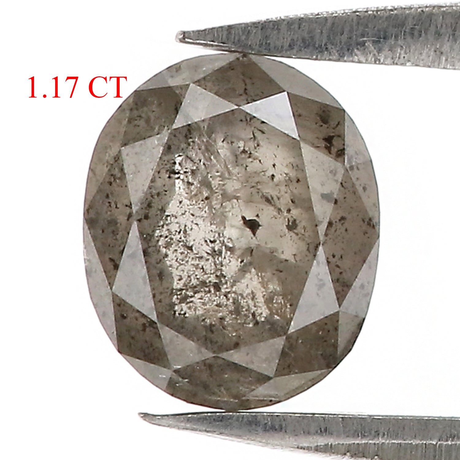 1.17 CT Natural Loose Oval Shape Diamond Salt And Pepper Oval Rose Cut Diamond 6.70 MM Black Grey Color Oval Shape Rose Cut Diamond QL8693