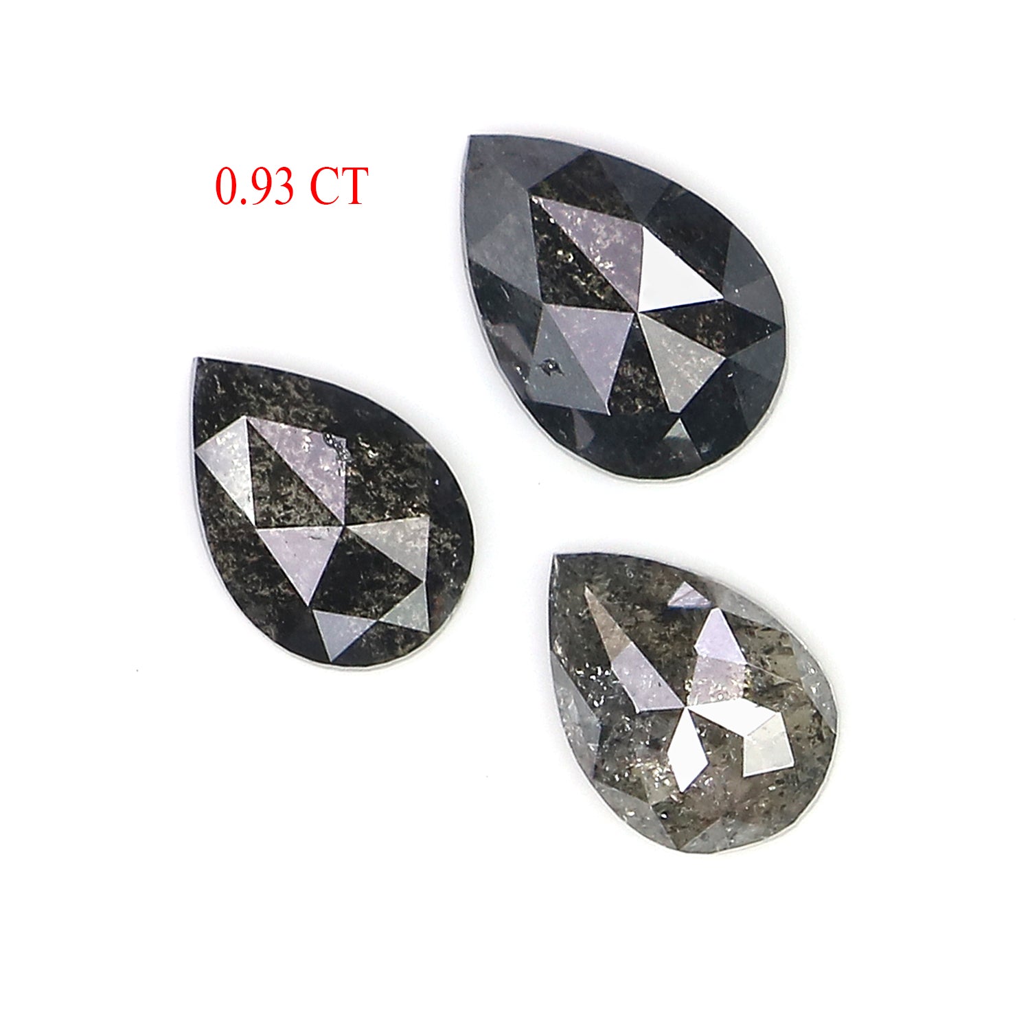 0.93 CT Natural Loose Pear Shape Diamond Salt And Pepper Pear Diamond 5.25 MM Natural Loose Black Grey Color Pear Rose Cut Diamond LQ1998