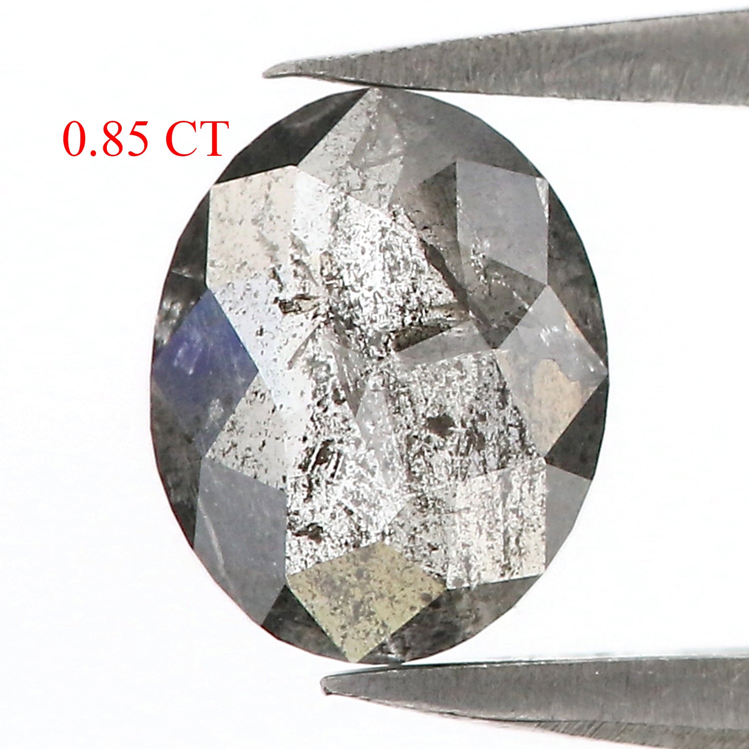 0.85 Ct Natural Loose Oval Shape Diamond Black Grey Color Oval Diamond 6.80 MM Natural Loose Salt And Pepper Oval Rose Cut Diamond QL8673