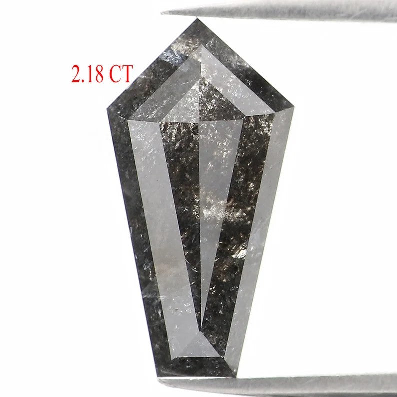 2.18 CT Natural Loose Shield Shape Diamond Salt And Pepper Shield Diamond 12.20 MM Natural Black Grey Color Shield Rose Cut Diamond QL1169