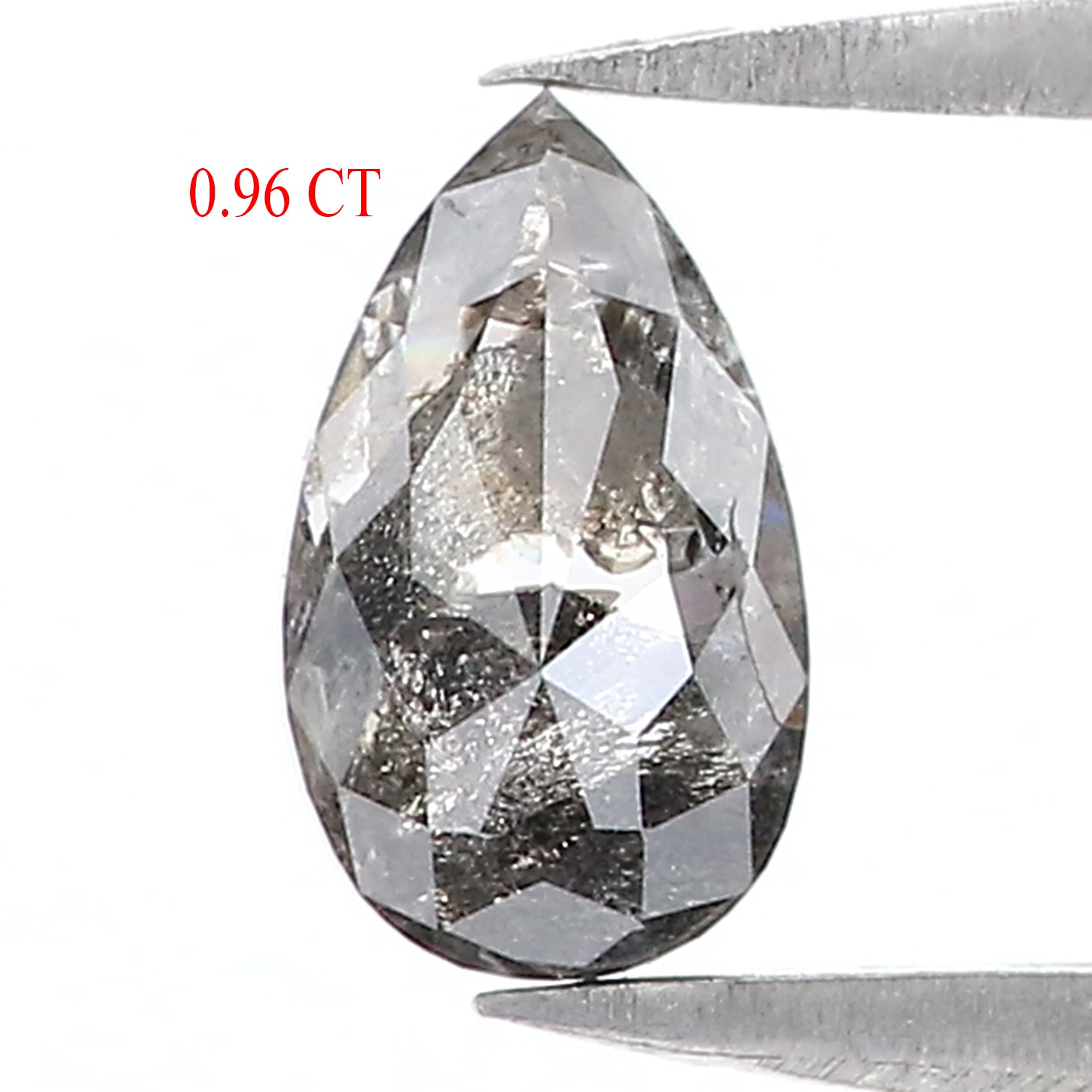 0.96 CT Natural Loose Pear Shape Diamond Salt And Pepper Pear Rose Cut Diamond 7.90 MM Black Grey Color Pear Shape Rose Cut Diamond QL1526