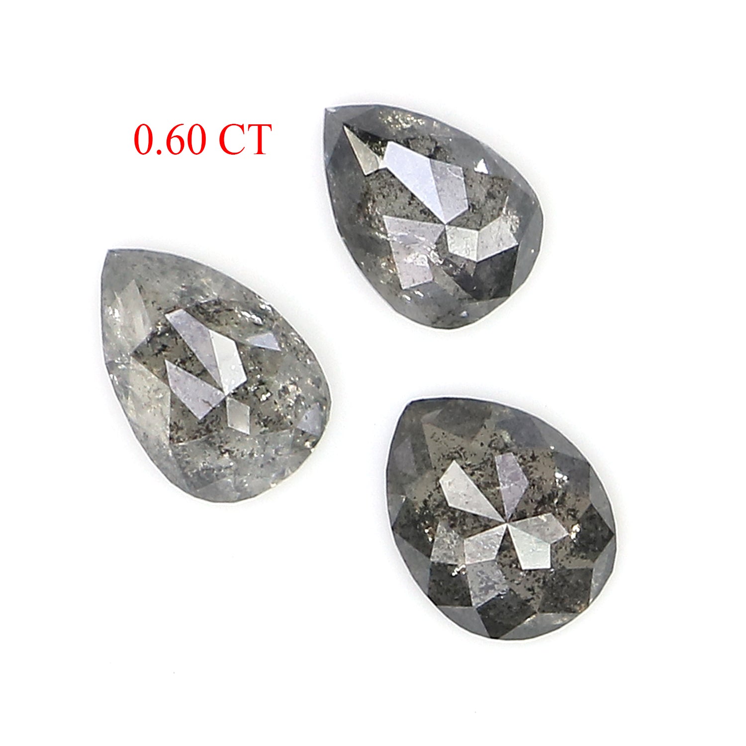 0.60 CT Natural Loose Pear Shape Diamond Salt And Pepper Pear Diamond 4.90 MM Natural Loose Black Grey Color Pear Rose Cut Diamond LQ2882