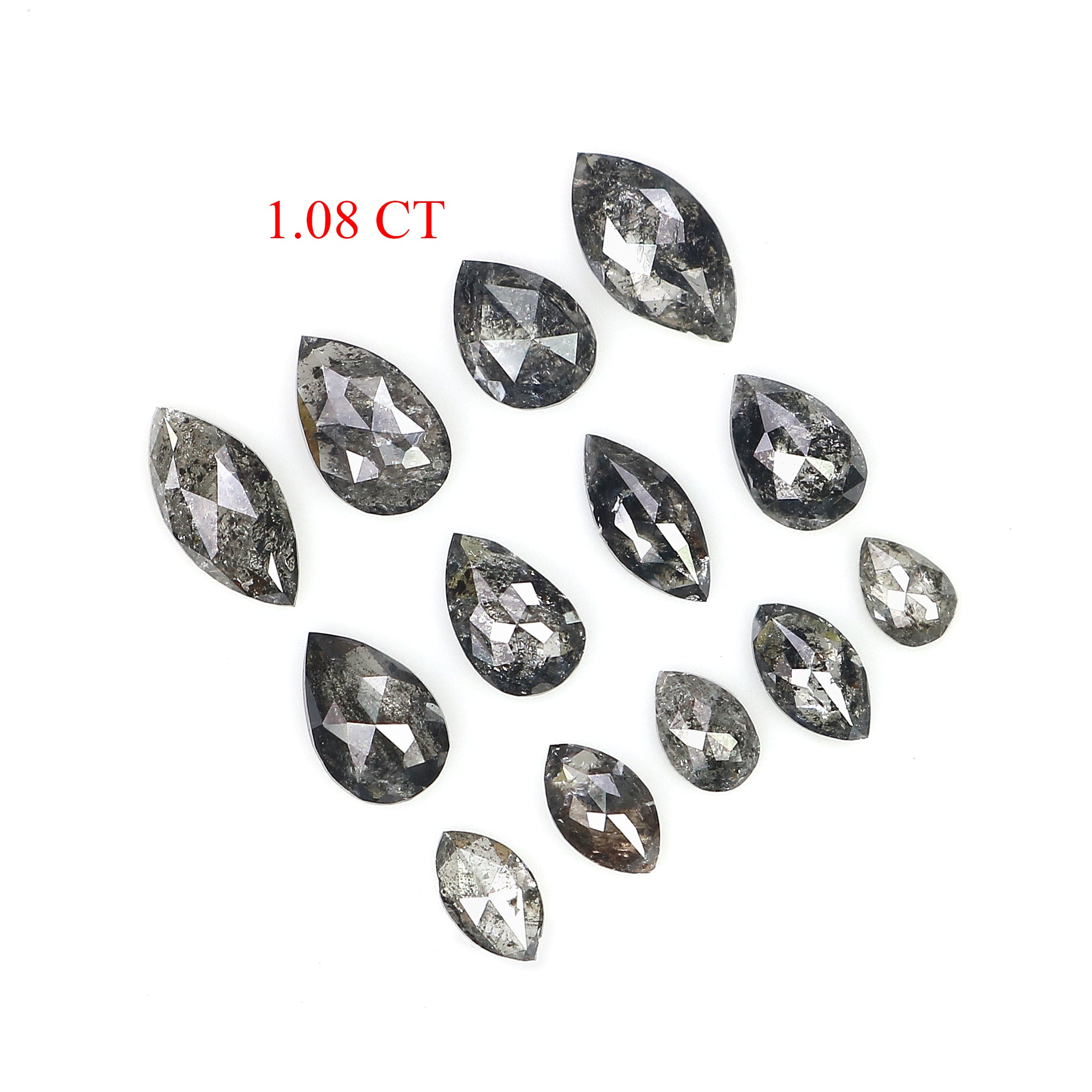 1.08 CT Natural Loose Mix Shape Diamond Salt And Pepper Mix Shape Diamond 2.55 MM Natural Black Grey Color Mix Shape Rose Cut Diamond LQ1845