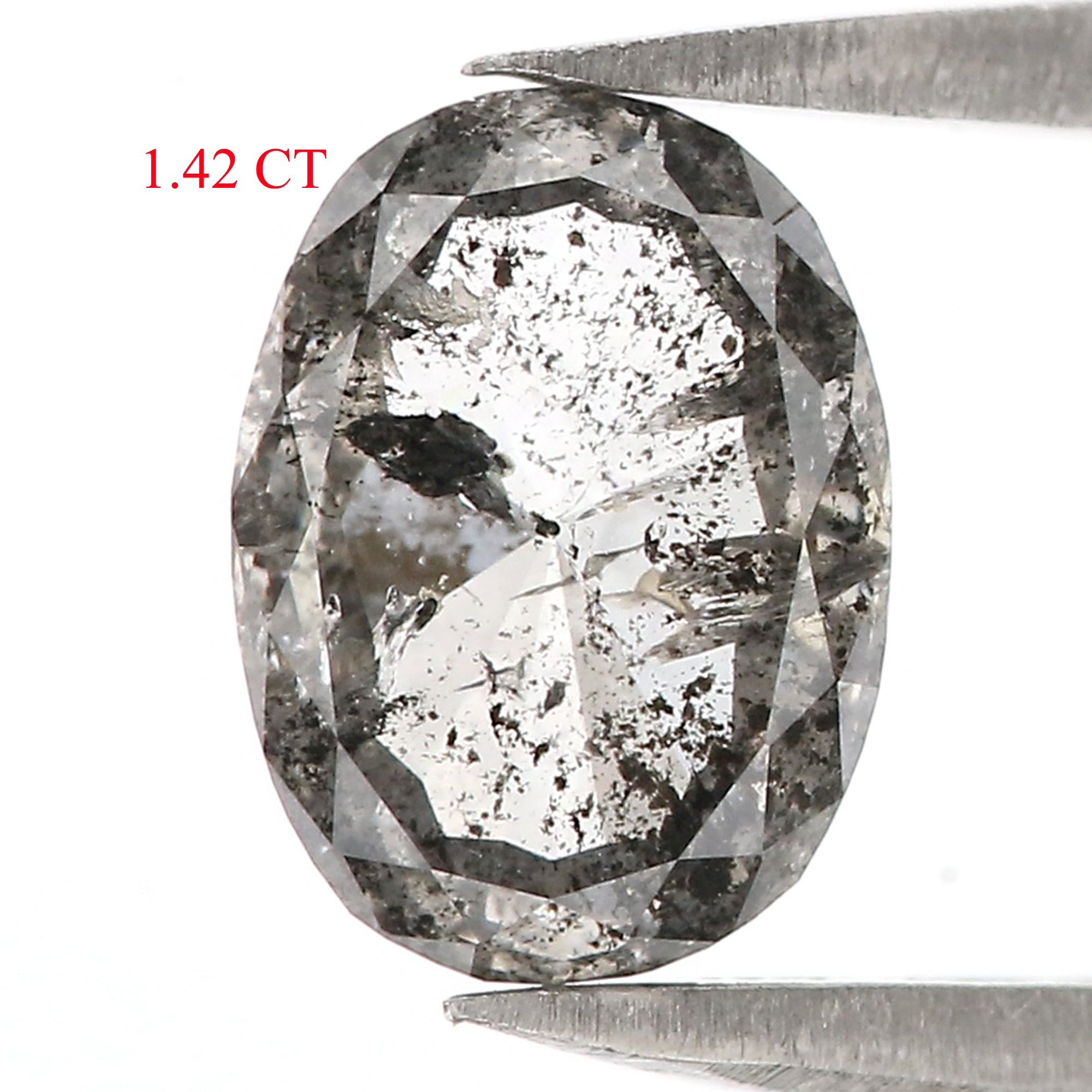 1.42 Ct Natural Loose Oval Shape Diamond Salt And Pepper Oval Cut Diamond 8.20 MM Natural Loose Diamond Oval Shape Rose Cut Diamond LC37