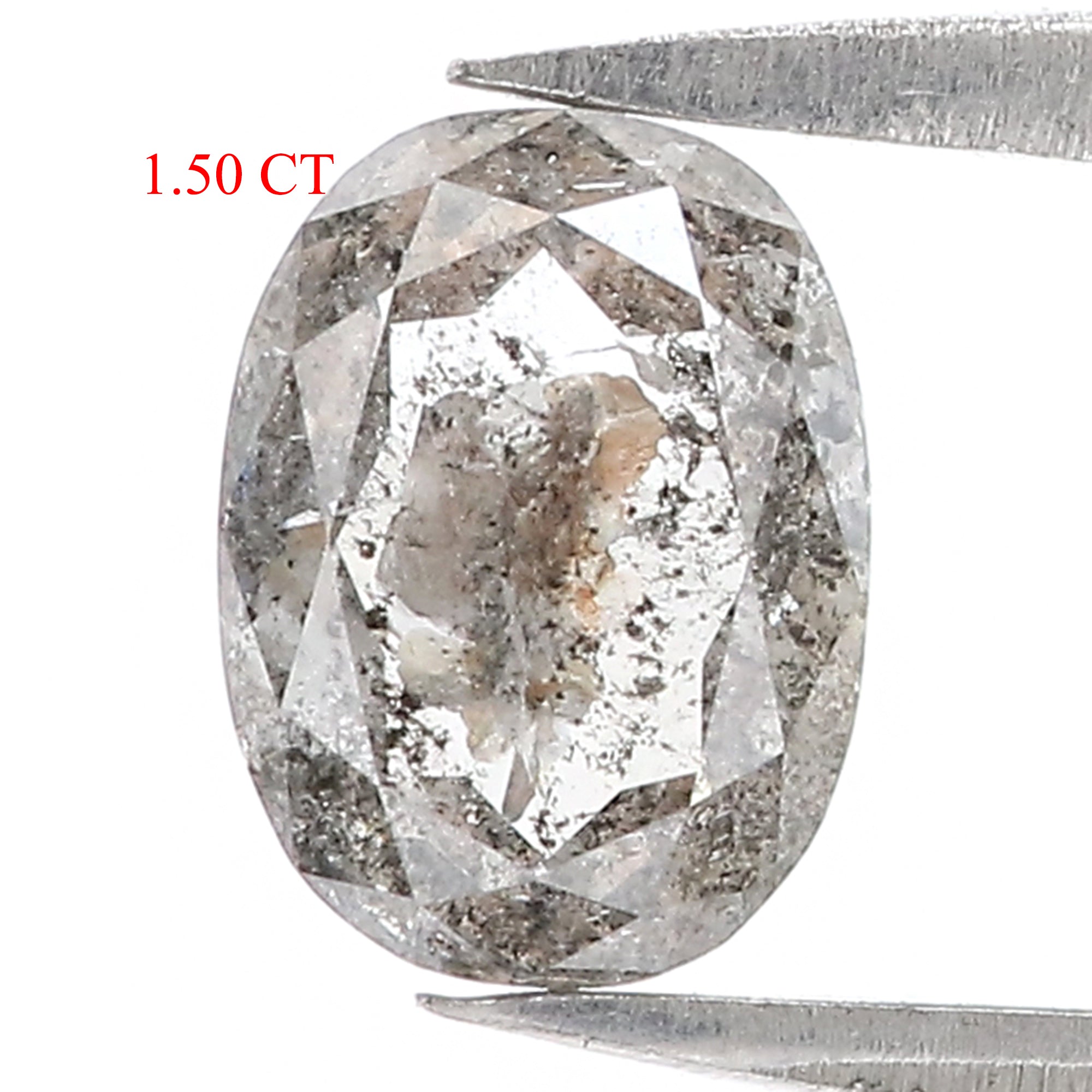 1.50 CT Natural Loose Oval Shape Diamond Salt And Pepper Oval Cut Diamond 7.75 MM Natural Loose Black Grey Color Oval Rose Cut Diamond LC55