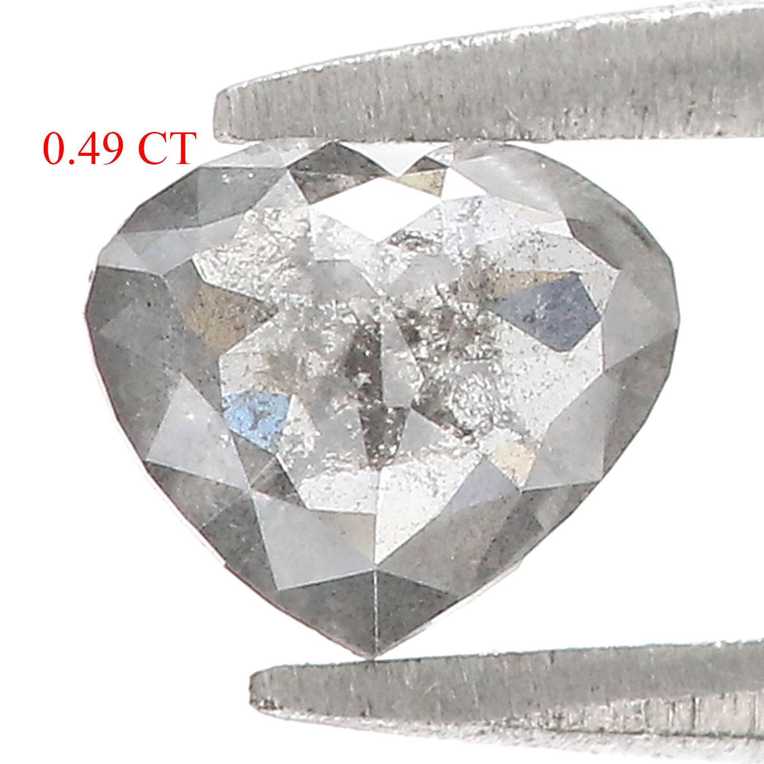 0.49 Ct Natural Loose Heart Shape Diamond Salt And Pepper Heart Diamond 4.85 MM Natural Black Grey Diamond Heart Rose Cut Diamond QL1633