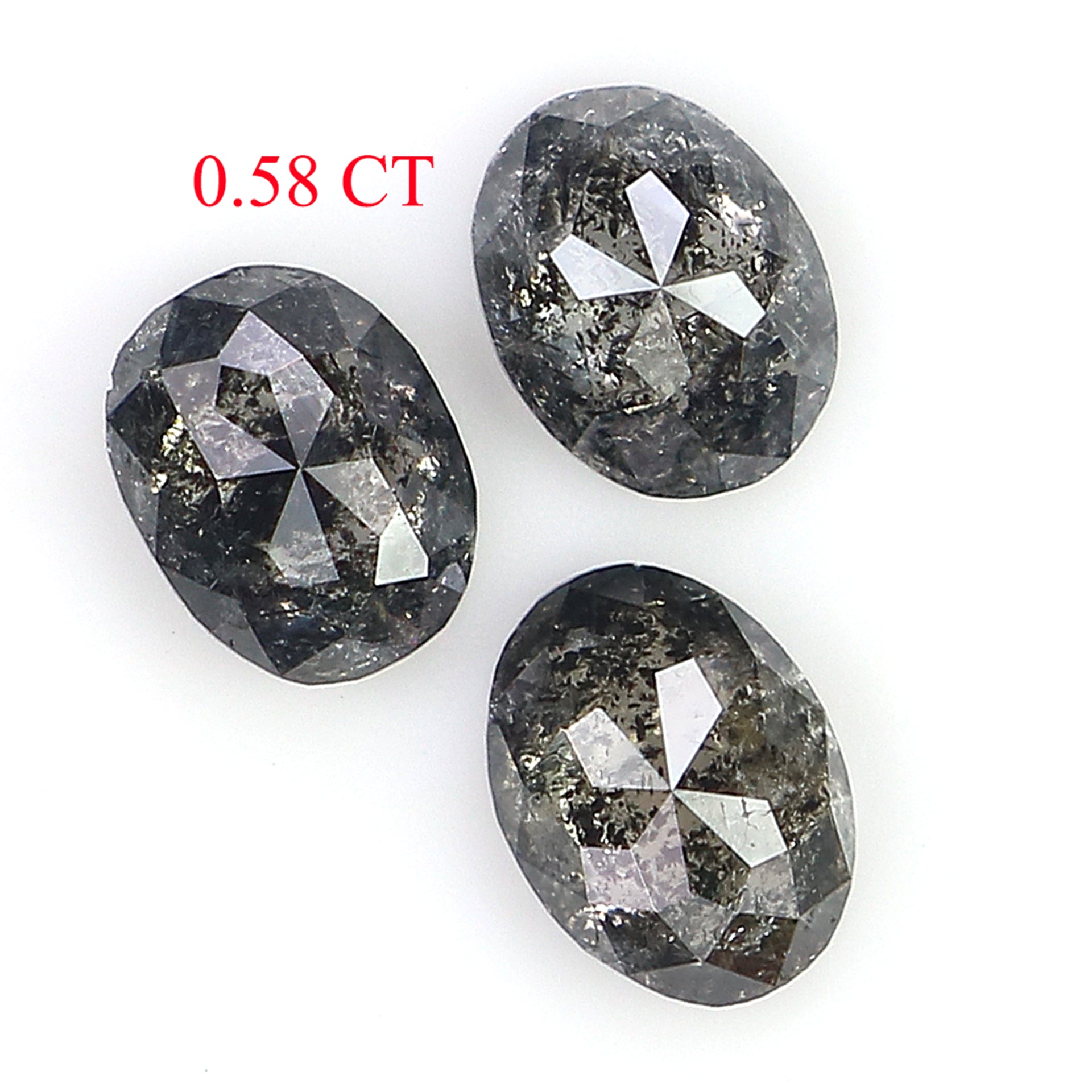 0.58 CT Natural Loose Oval Shape Diamond Salt And Pepper Oval Cut Diamond 4.40 MM Natural Black Grey Color Oval Rose Cut Diamond LQ2756