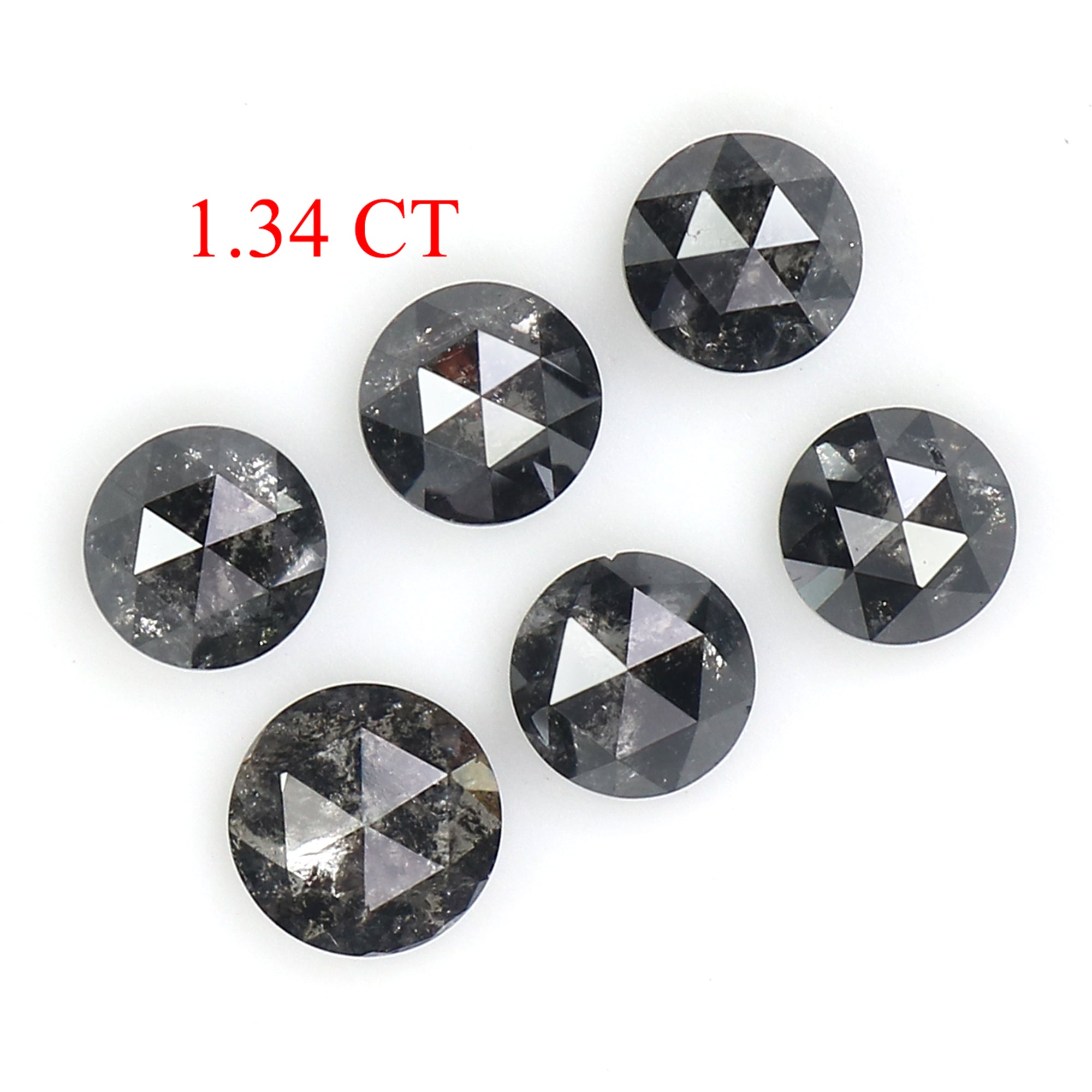 1.34 Ct Natural Loose Round Shape Diamond Salt And Pepper Round Diamond 3.40 MM Natural Loose Black Grey Color Round Rose Cut Diamond LQ8227