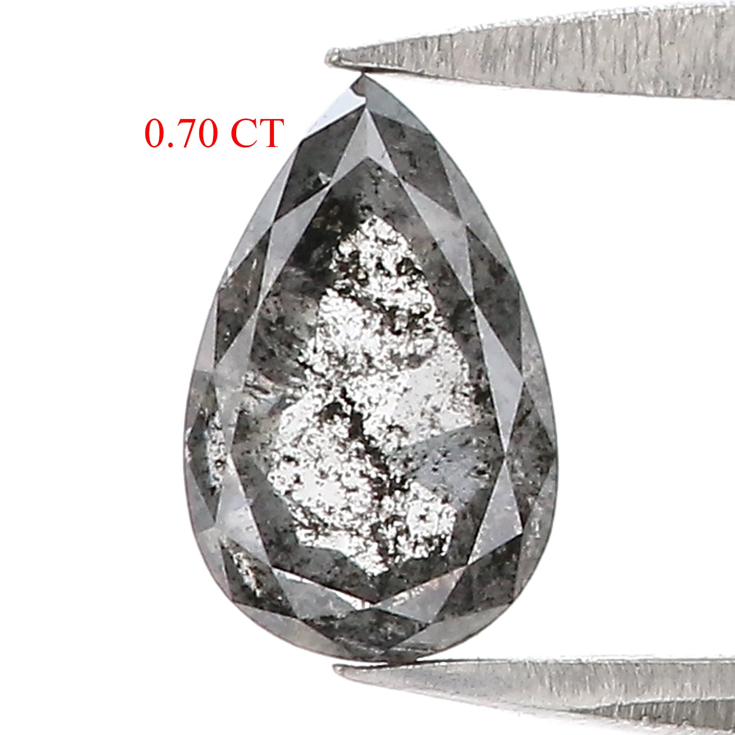 0.70 CT Natural Loose Pear Shape Diamond Salt And Pepper Pear Cut Diamond 7.25 MM Natural Black Grey Color Pear Rose Cut Diamond LQ3183