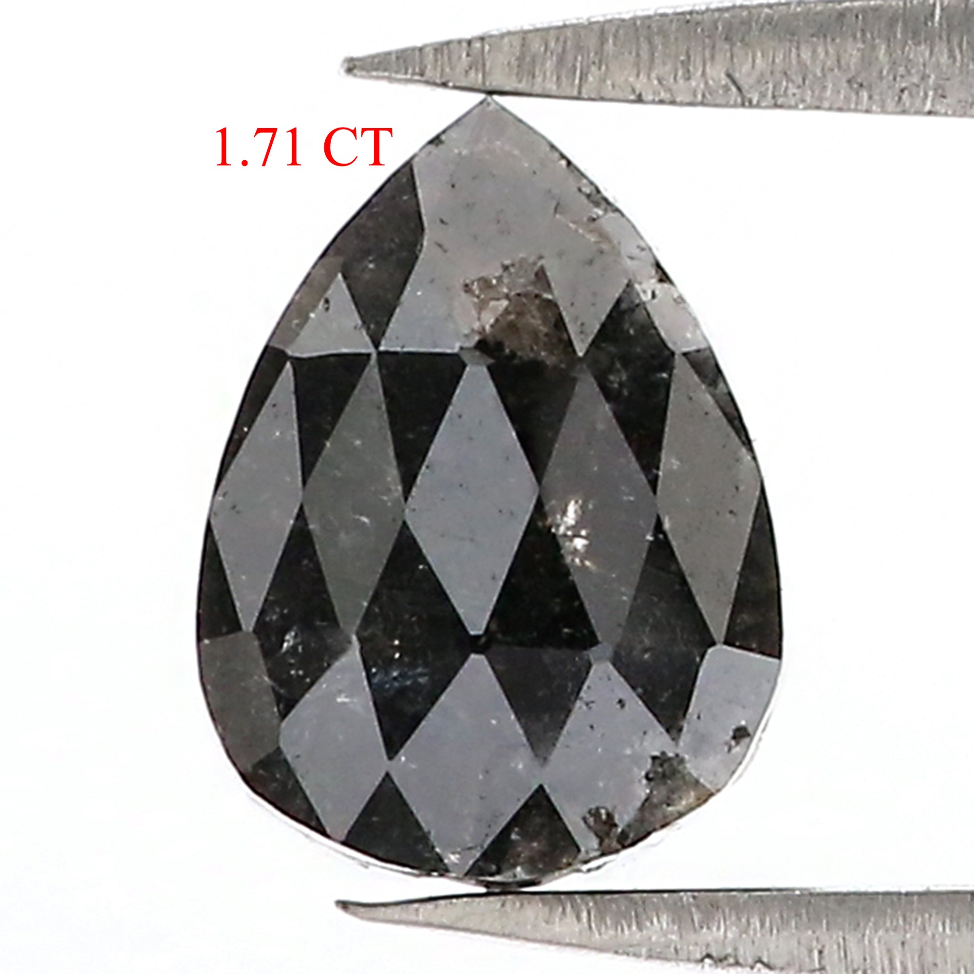 1.71 CT Natural Loose Pear Diamond Salt And Pepper Diamond Black Grey Color Diamond 8.30 MM Pear Rose Cut Diamond Pear Shape Diamond LQ3150