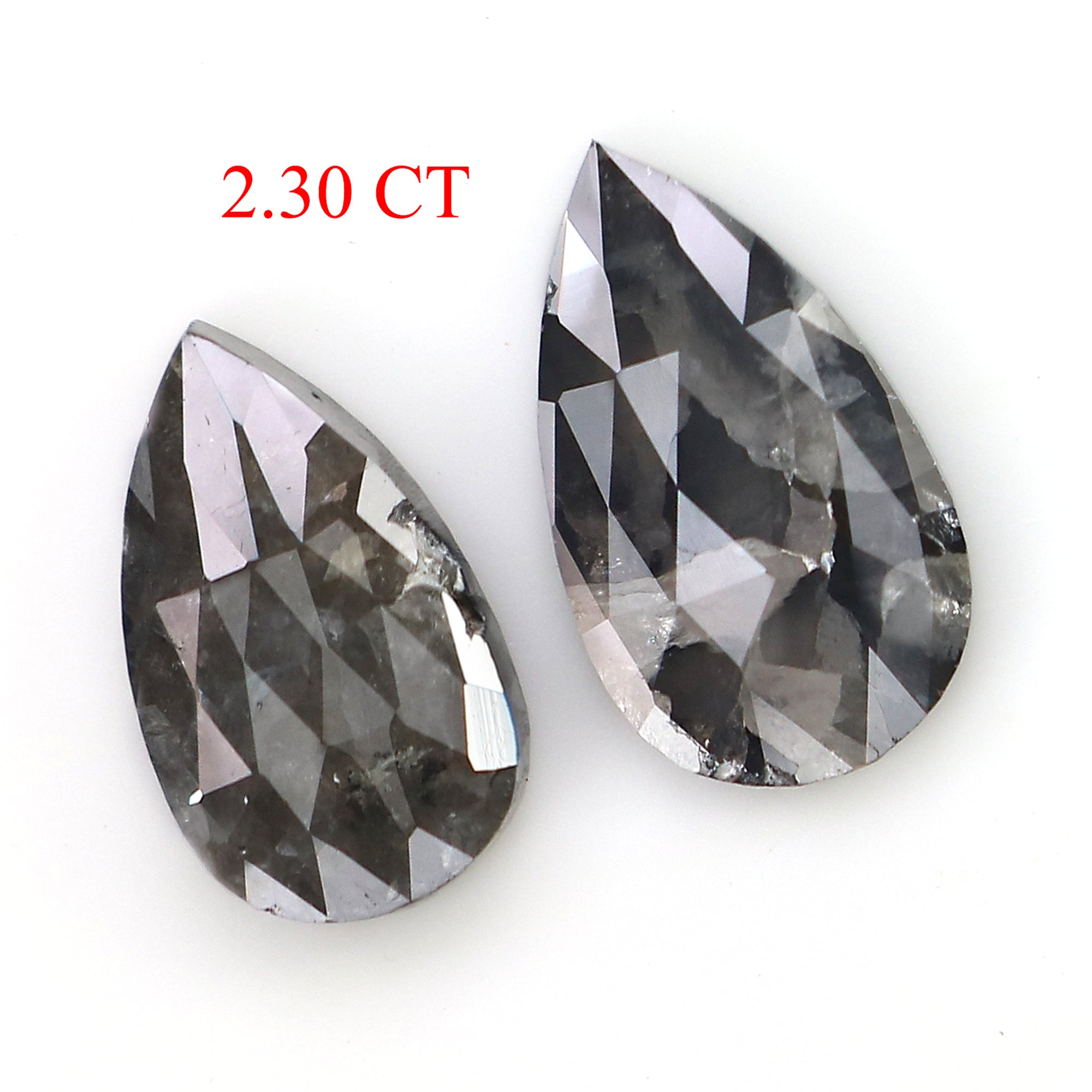 2.30 CT Natural Loose Pear Shape Pair Diamond Black Color Diamond 10.85 MM Natural Diamond Pear Cut Diamond Pear Grey Color Diamond LQ3168