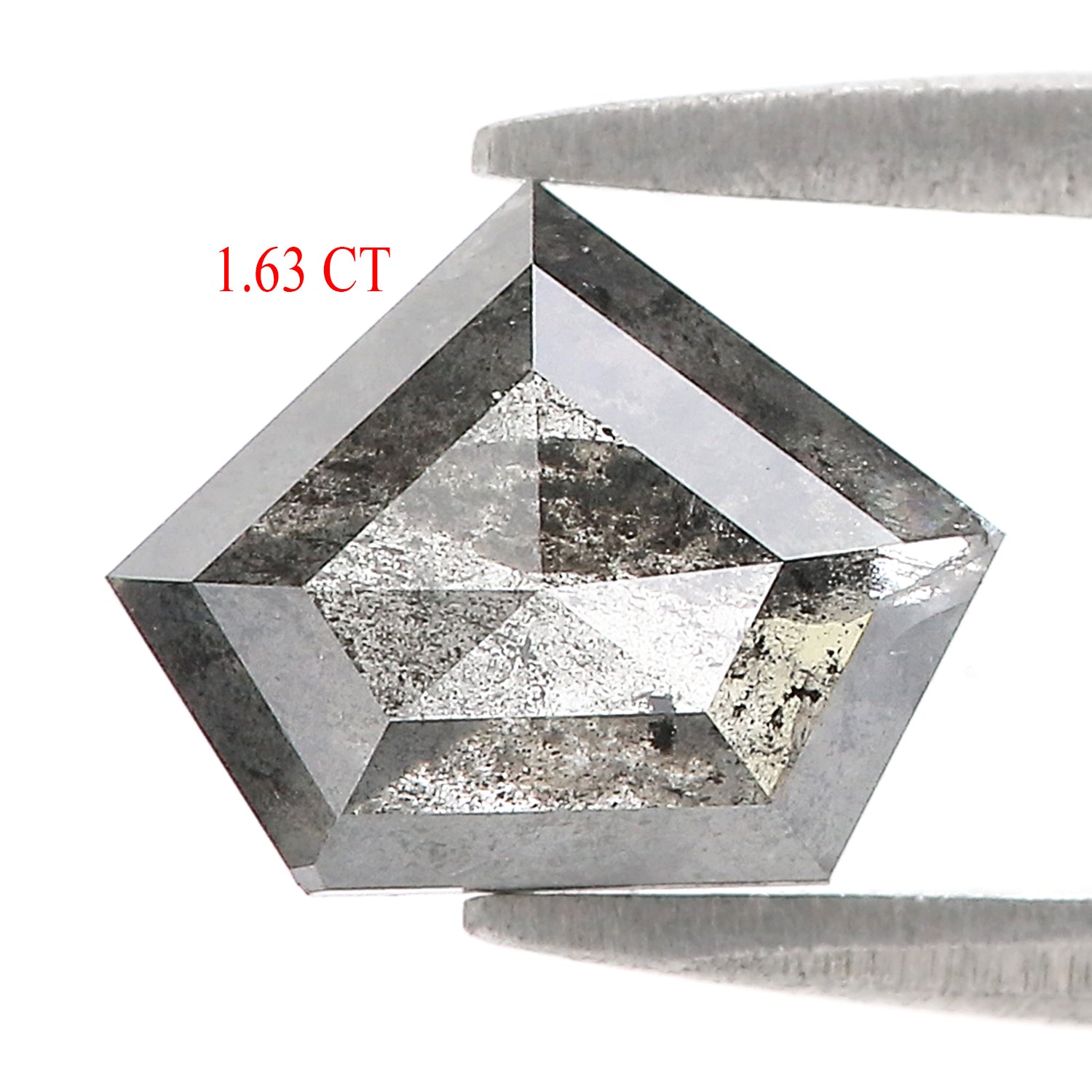 1.63 CT Natural Loose Shield Diamond Black Grey Color Diamond 7.25 MM Natural Loose Diamond Salt And Pepper Shield Rose Cut Diamond QL9263