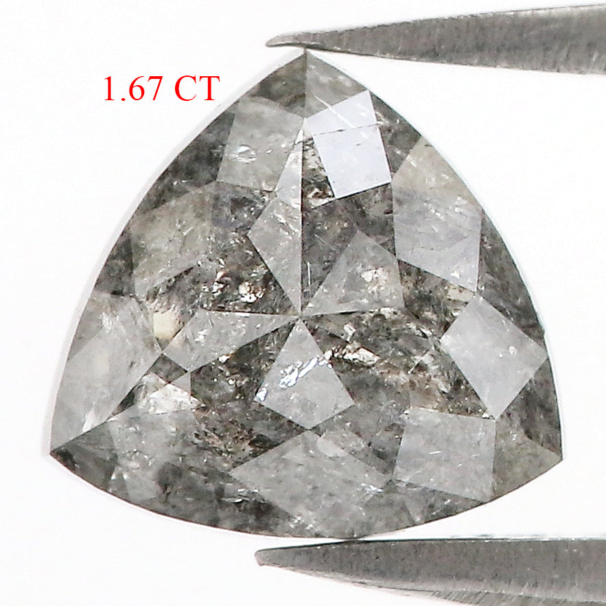 1.67 CT Natural Loose Triangle Shape Diamond Salt And Pepper Triangle Cut Diamond 7.30 MM Black Grey Color Triangle Rose Cut Diamond QL8124