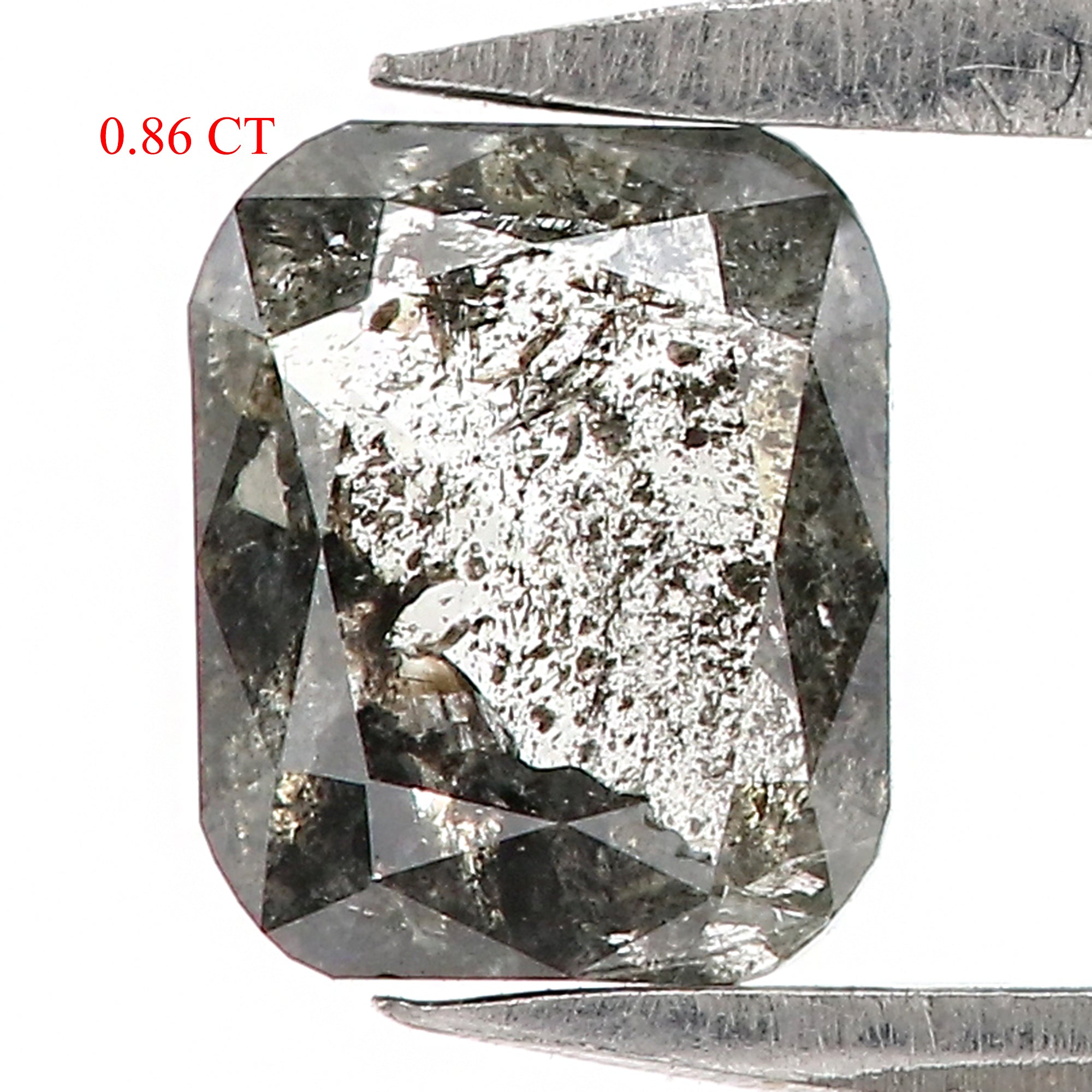 0.86 CT Natural Loose Cushion Shape Diamond Salt And Pepper Cushion Shape Diamond 5.95 MM Black Grey Color Cushion Rose Cut Diamond QL7859