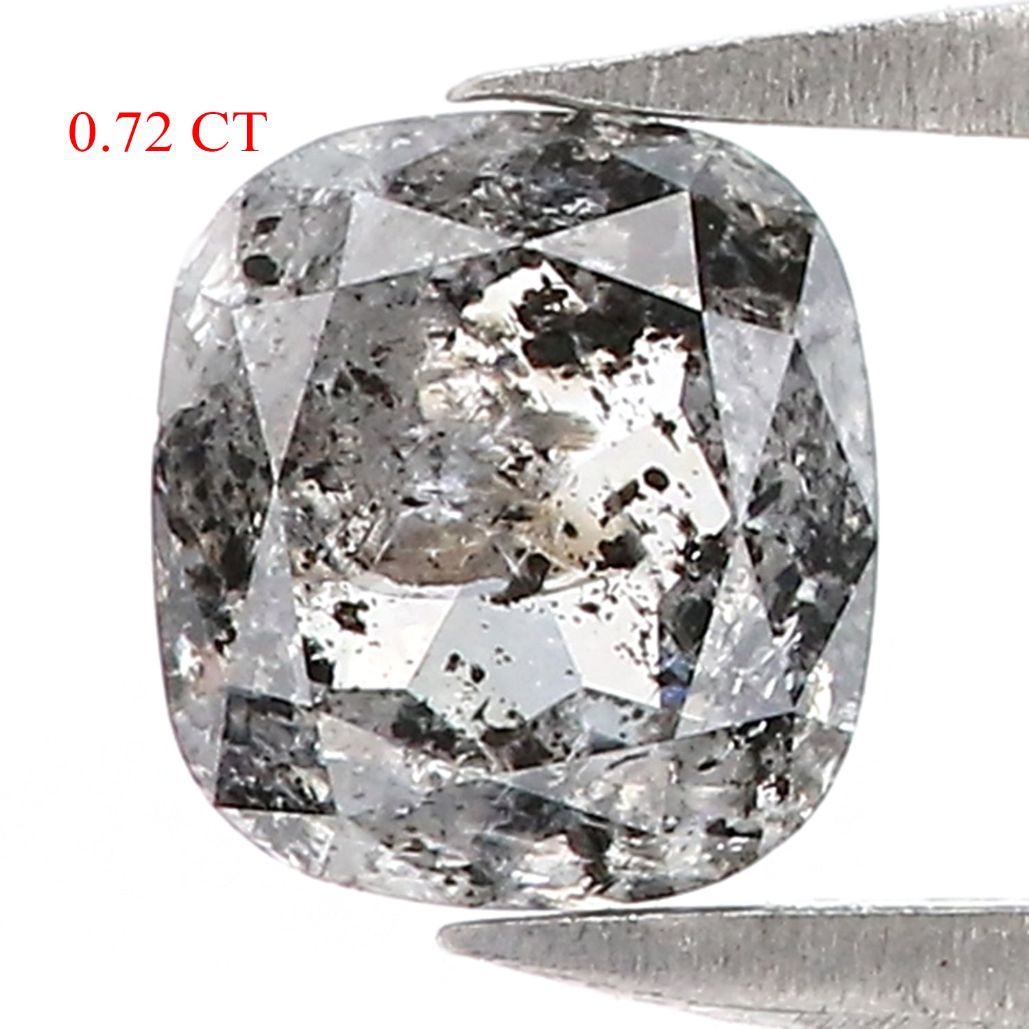 0.72 CT Natural Loose Cushion Shape Diamond Salt And Pepper Cushion Diamond 5.55 MM Natural Black Grey Color Cushion Rose Cut Diamond LQ3177