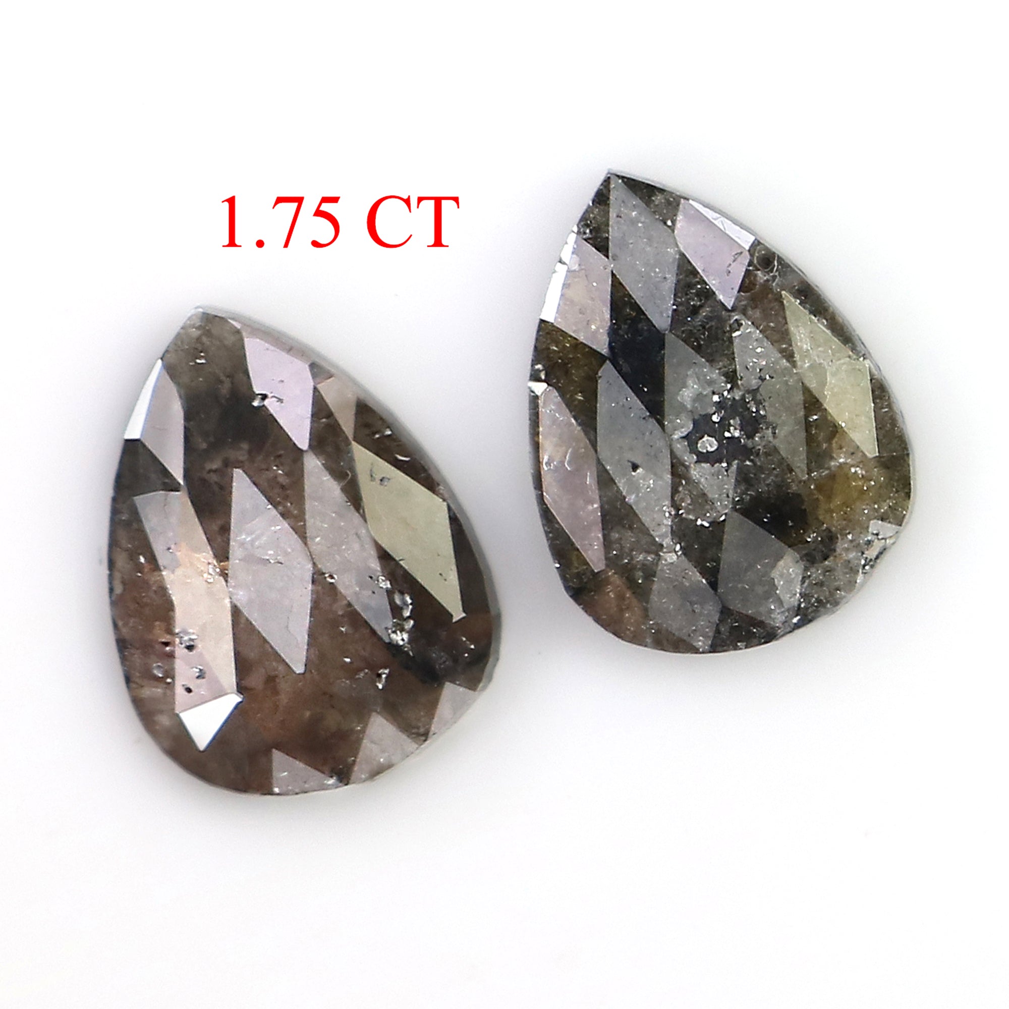 1.75 CT Natural Loose Pear Shape Pair Diamond Black Color Diamond 8.70 MM Natural Diamond Pear Cut Diamond Pear Grey Color Diamond LQ3169