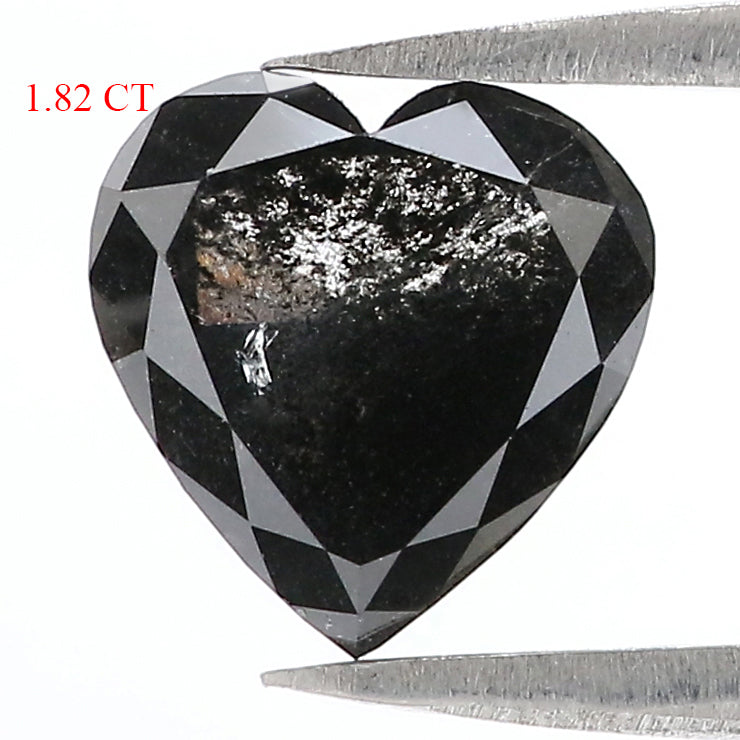 1.82 CT Natural Loose Heart Shape Diamond Salt And Pepper Heart Cut Diamond 8.75 MM Natural Black Grey Color Heart Rose Cut Diamond LC60