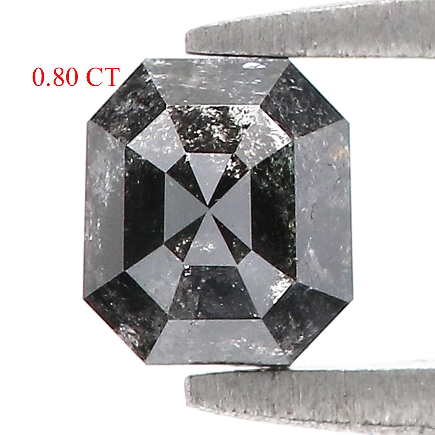 0.80 CT Natural Loose Emerald Shape Diamond Salt And Pepper Emerald Diamond 5.10 MM Black Grey Color Emerald Shape Rose Cut Diamond QK1796