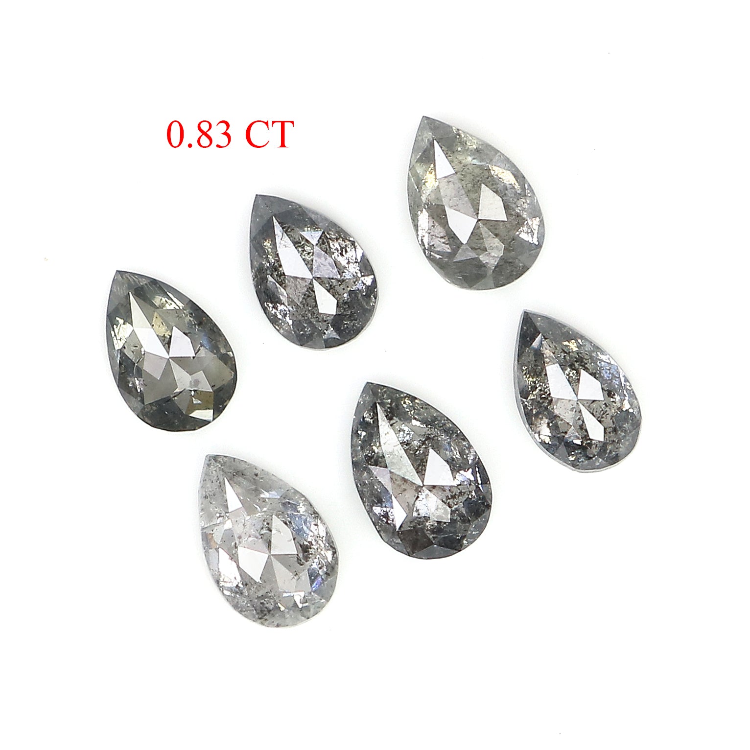 0.83 CT Natural Loose Pear Shape Diamond Salt And Pepper Pear Diamond 3.90 MM Natural Loose Black Grey Color Pear Rose Cut Diamond LQ1251