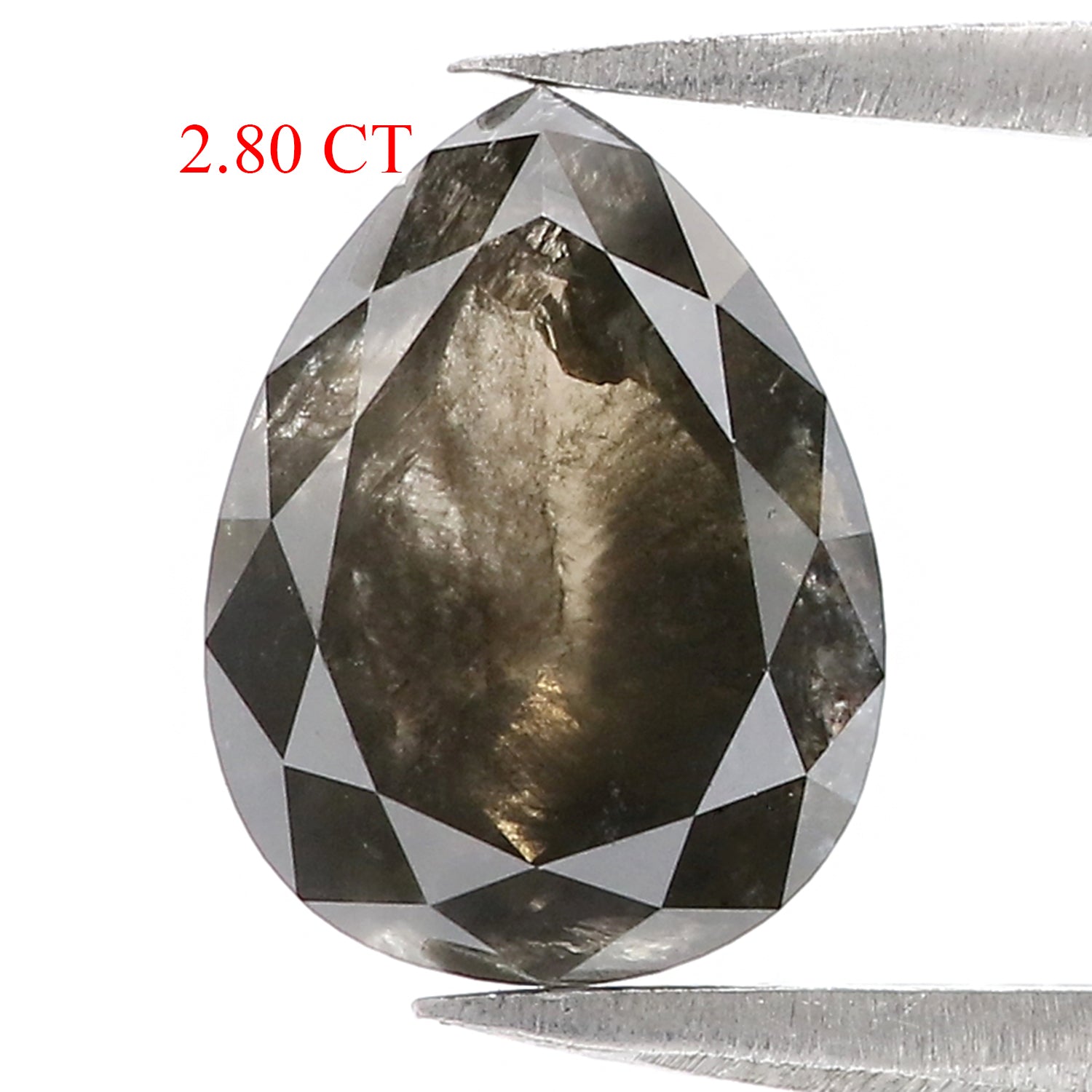 2.80 Ct Natural Loose Pear Shape Diamond Salt And Pepper Pear Cut Diamond 10.15 MM Natural Black Grey Diamond Pear Rose Cut Diamond LC72