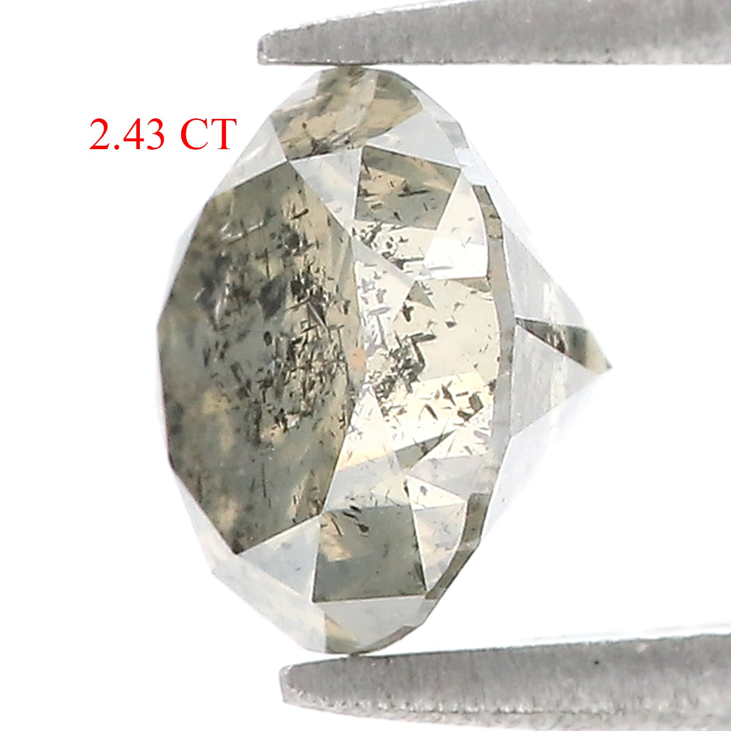 2.43 CT Natural Loose Round Shape Diamond Salt And Pepper Round Cut Diamond 8.20 MM Natural Yellow Green Round Brilliant Cut Diamond QL8553