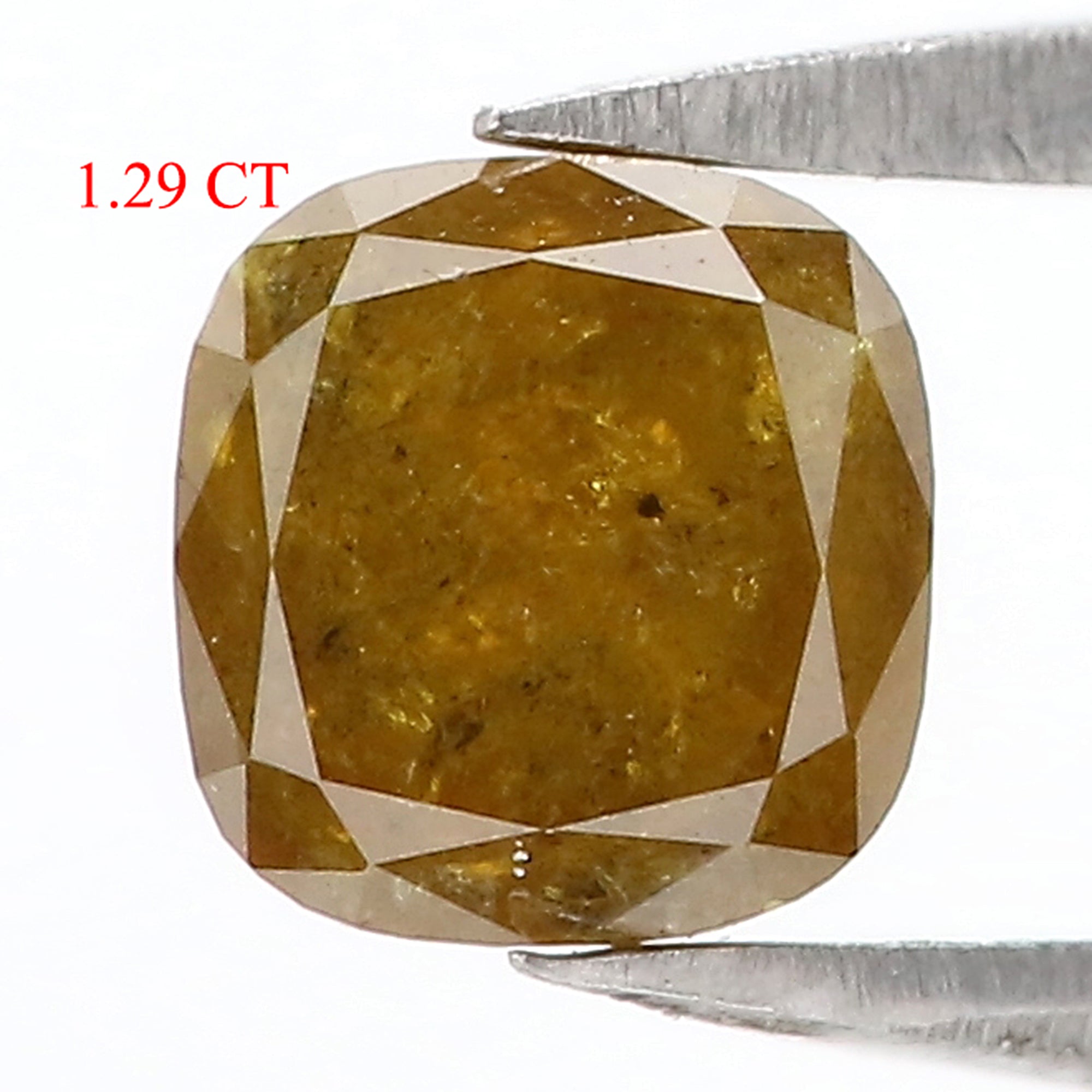 1.29 CT Natural Loose Cushion Shape Diamond Yellow Color Cushion Cut Diamond 5.75 MM Natural Yellow Diamond Cushion Rose Cut Diamond LQ2854